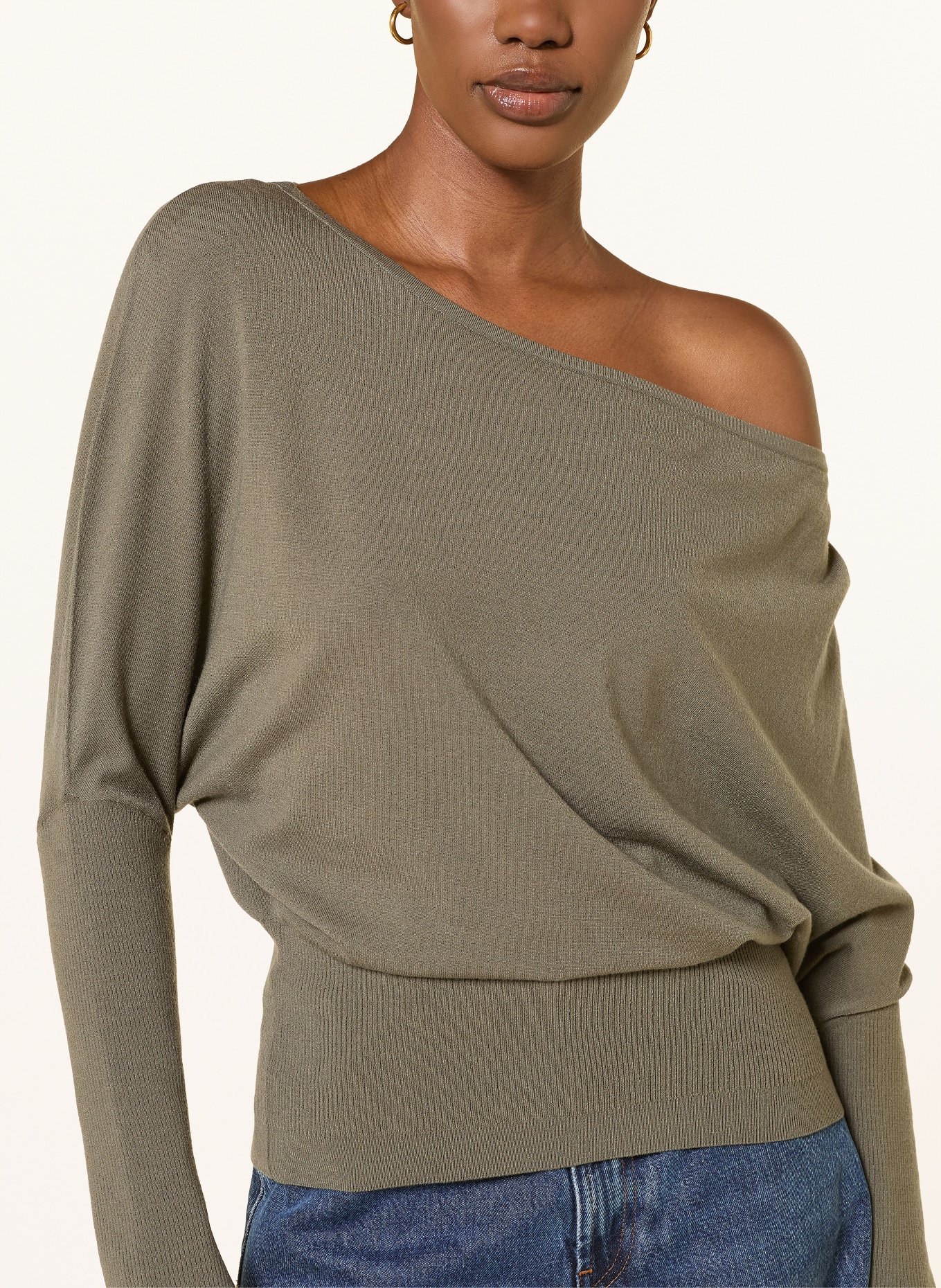 SIMKHAI LAVINA One-shoulder sweater: OLIVE