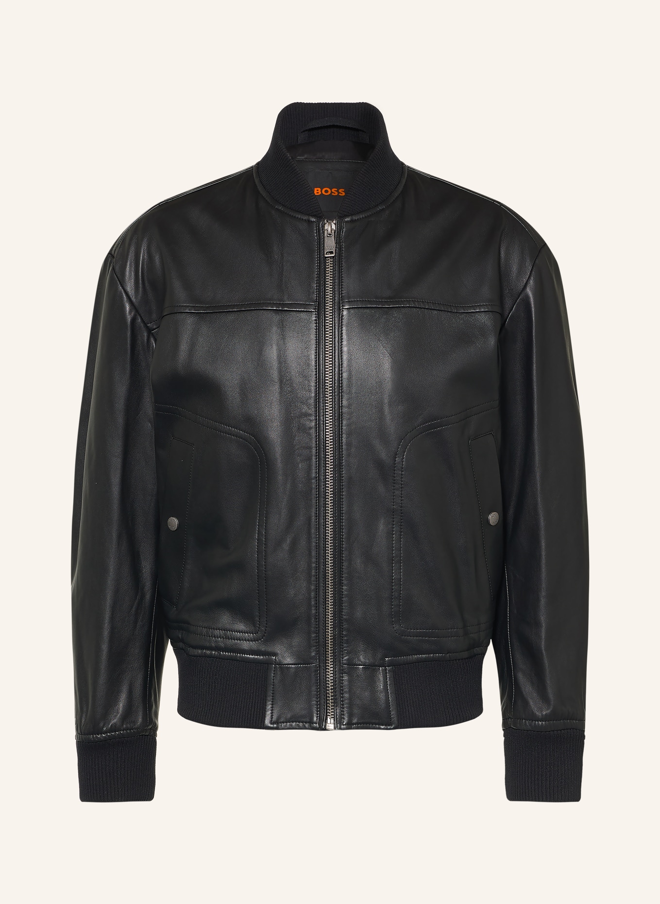 BOSS JOKANS Leather Jacket: BLACK