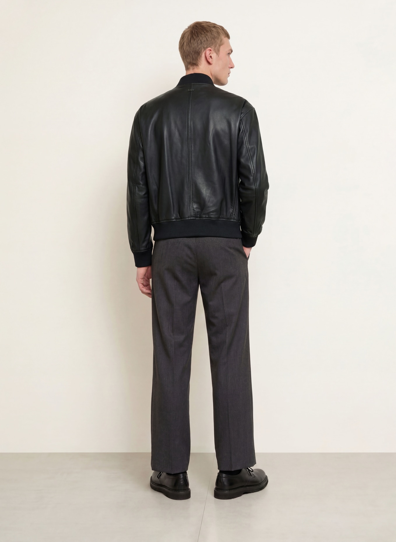 BOSS JOKANS Leather Jacket: BLACK