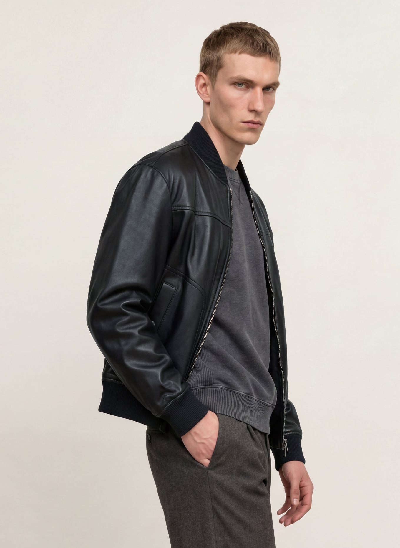 BOSS JOKANS Leather Jacket: BLACK