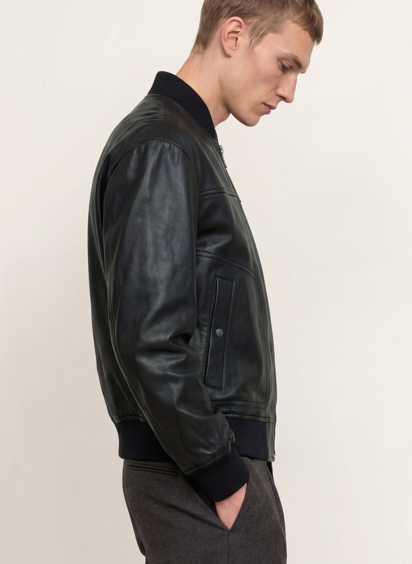BOSS JOKANS Leather Jacket: BLACK