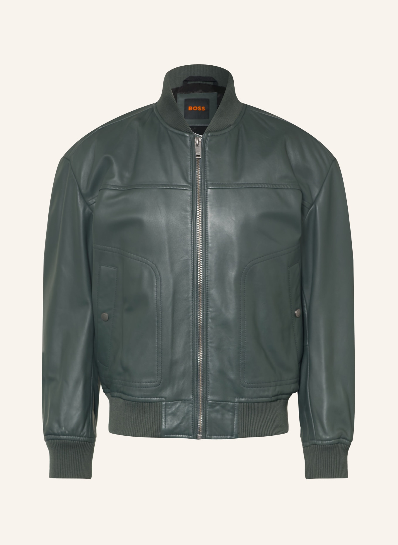 BOSS Lederblouson JOKANS: DUNKELGRÜN