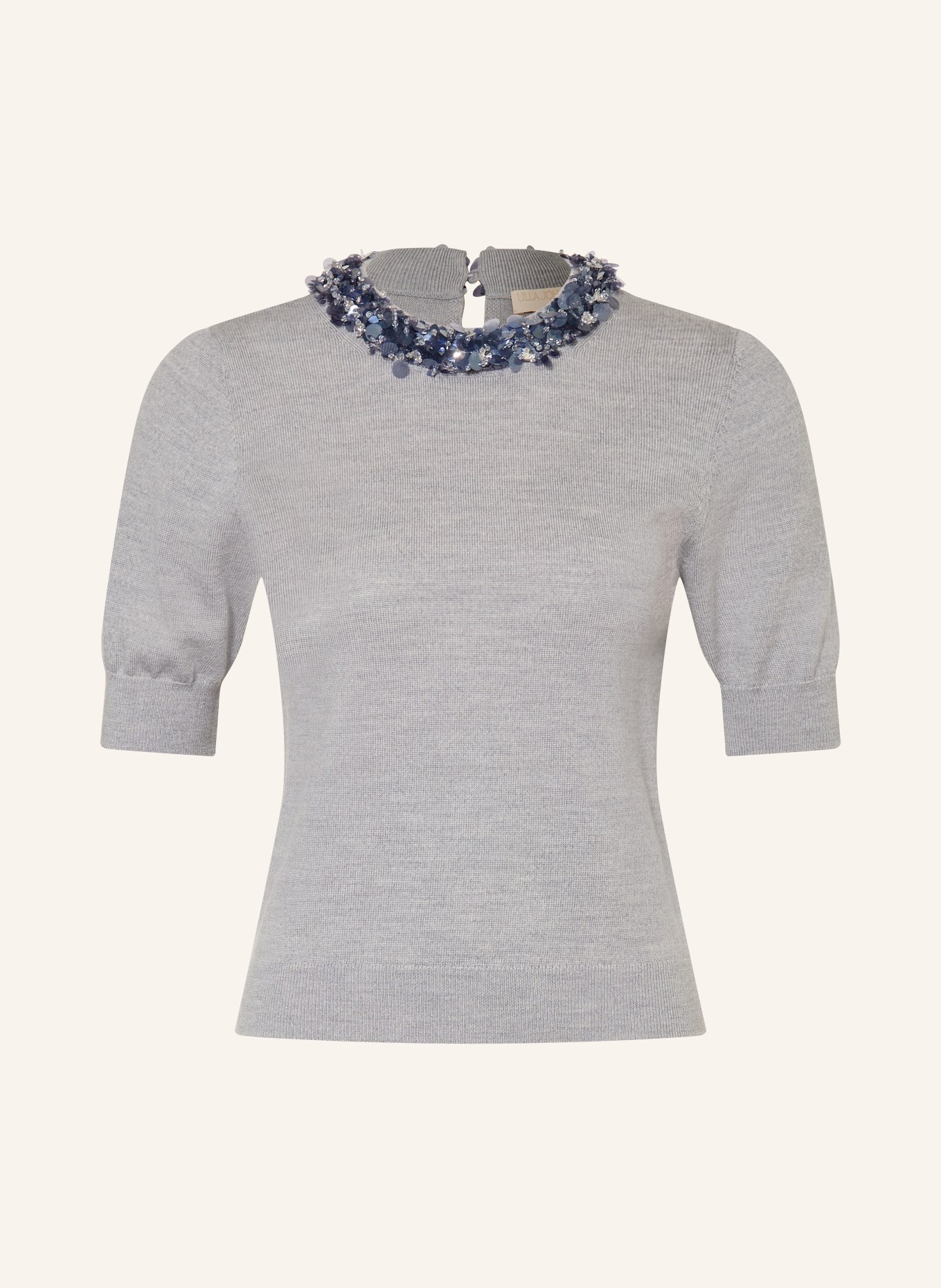 ULLA JOHNSON Strickshirt JUDE mit Pailletten: GRAU / BLAUGRAU