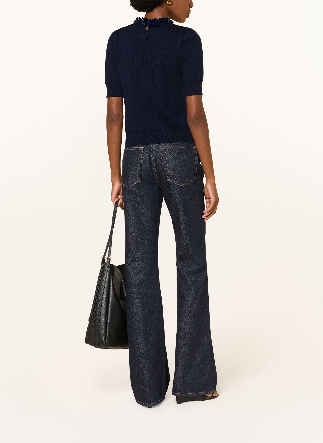 ULLA JOHNSON Strickshirt JUDE mit Pailletten: DUNKELBLAU
