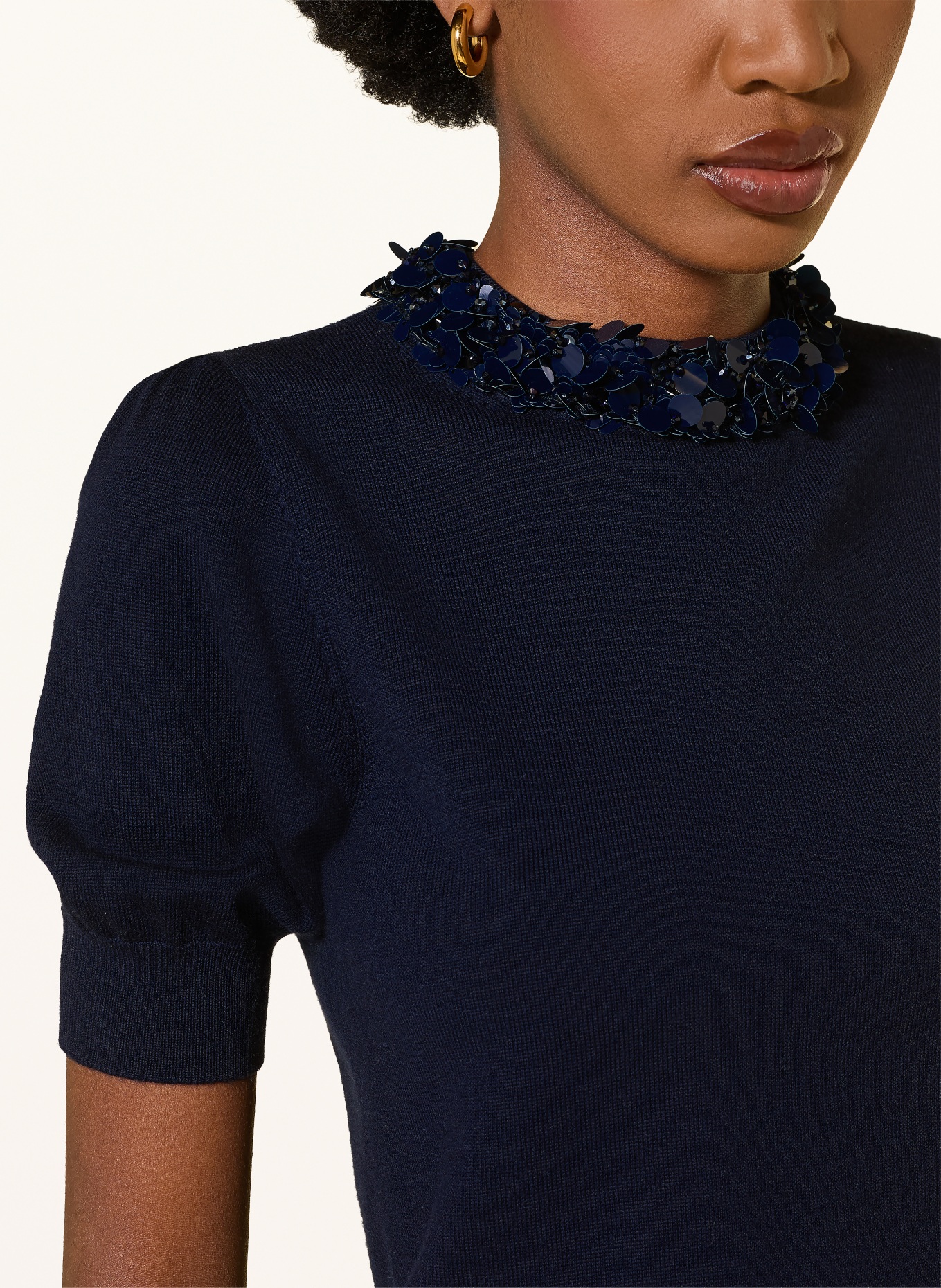 ULLA JOHNSON Strickshirt JUDE mit Pailletten: DUNKELBLAU