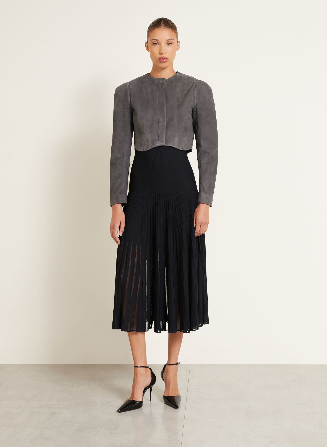 ALAÏA Strickrock mit Plissees: SCHWARZ