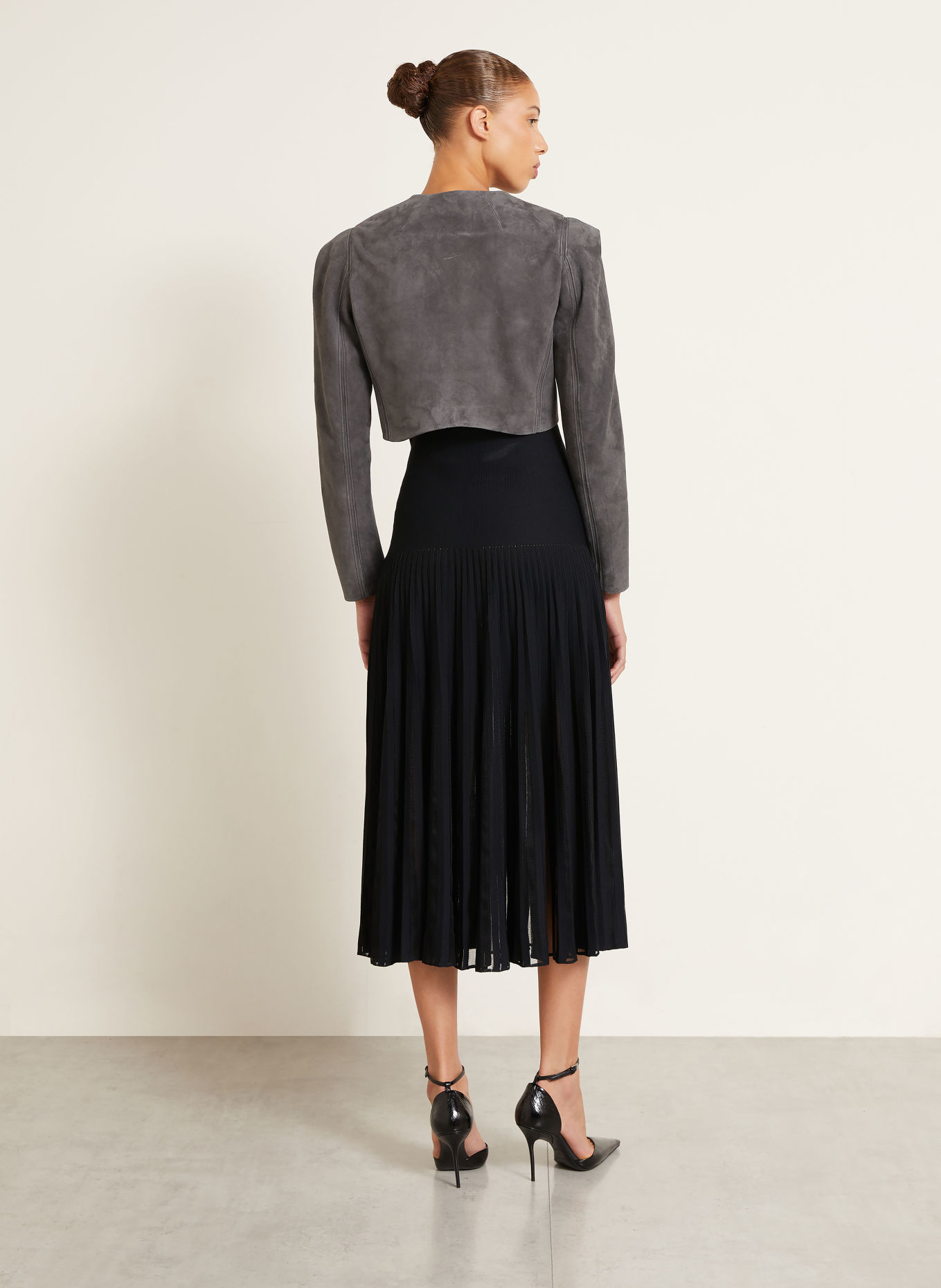 ALAÏA Strickrock mit Plissees: SCHWARZ