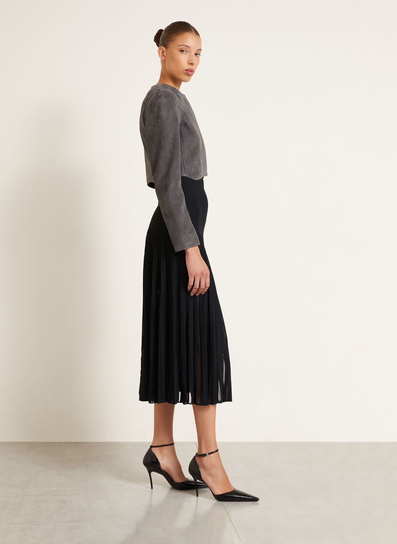 ALAÏA Strickrock mit Plissees: SCHWARZ