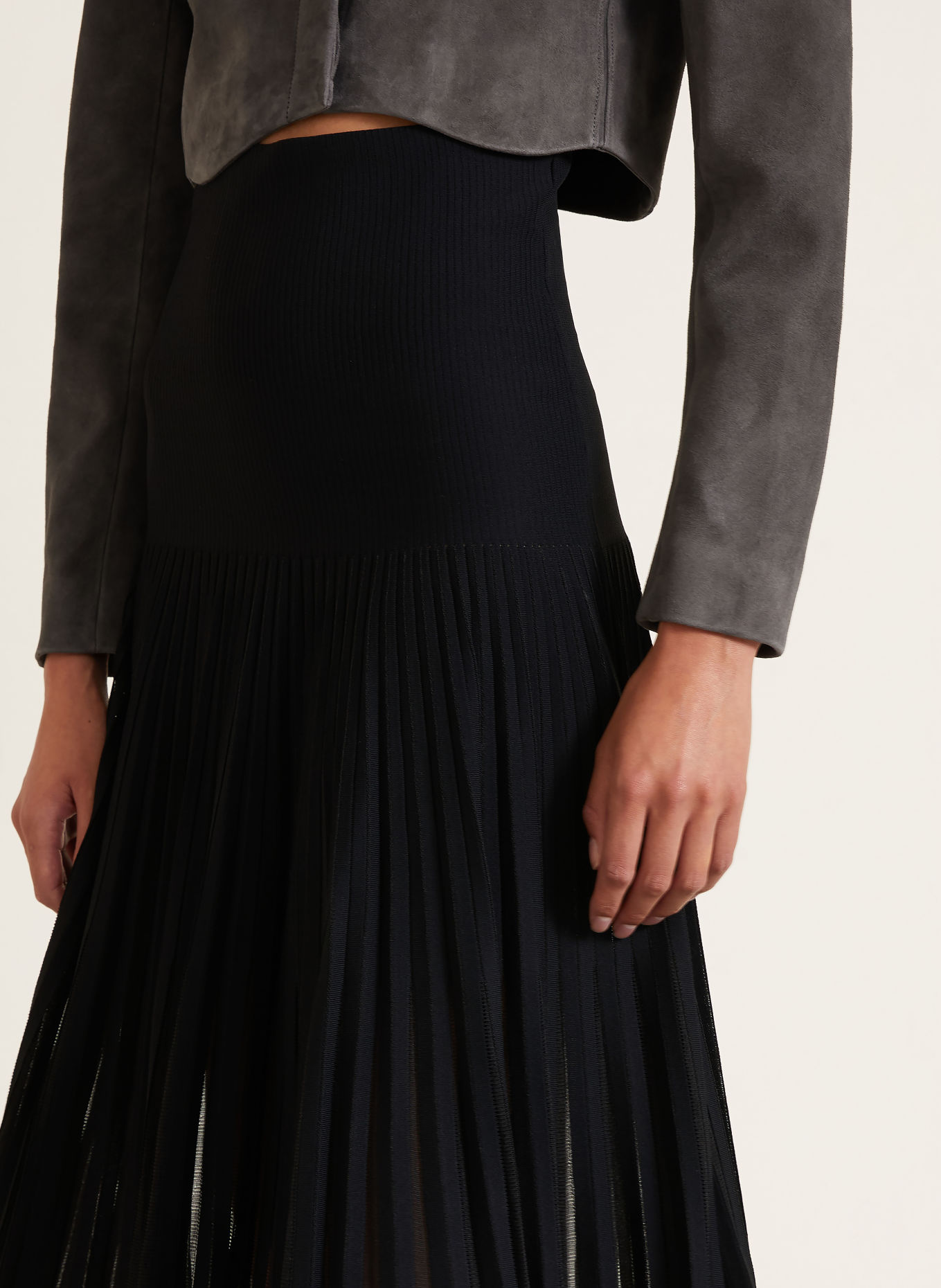 ALAÏA Strickrock mit Plissees: SCHWARZ