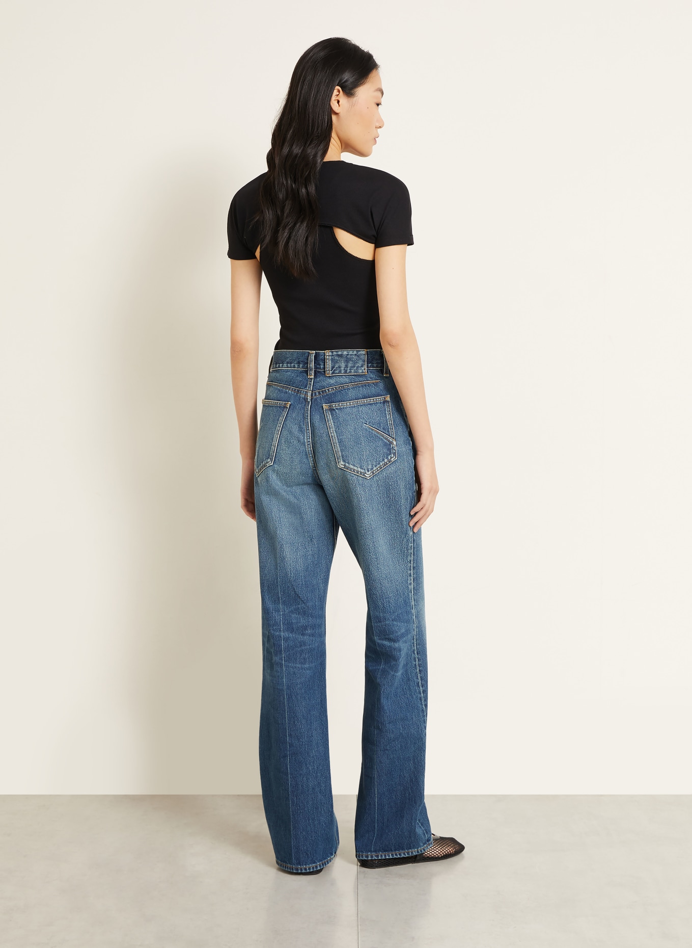 ALAÏA Bootcut Jeans: A25 BLUE STONE