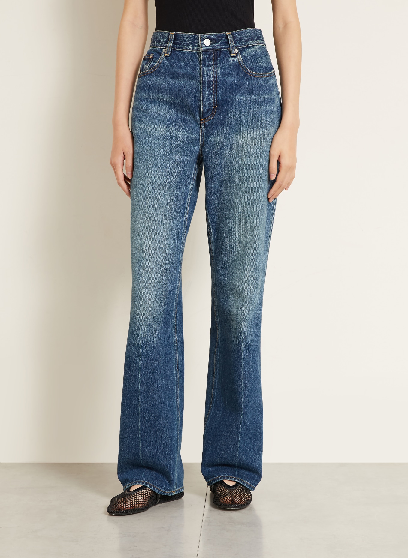 ALAÏA Bootcut Jeans: A25 BLUE STONE