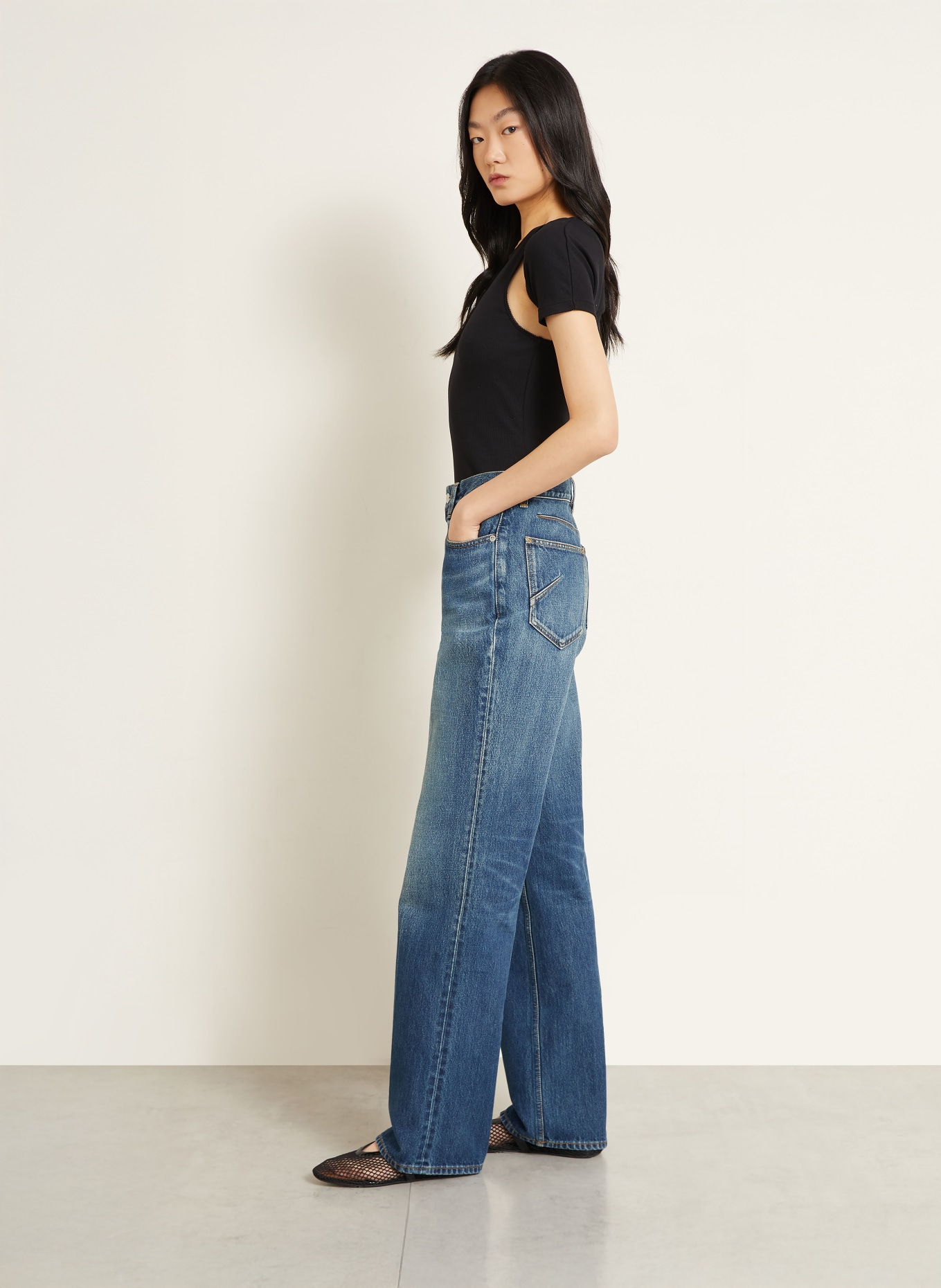 ALAÏA Bootcut Jeans: A25 BLUE STONE