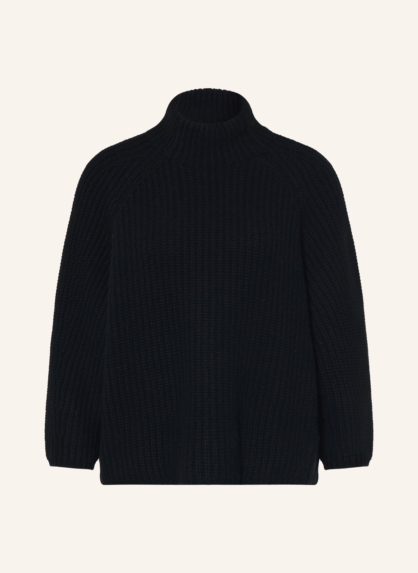 HERZENS 3/4-sleeve sweater with cashmere: BLACK