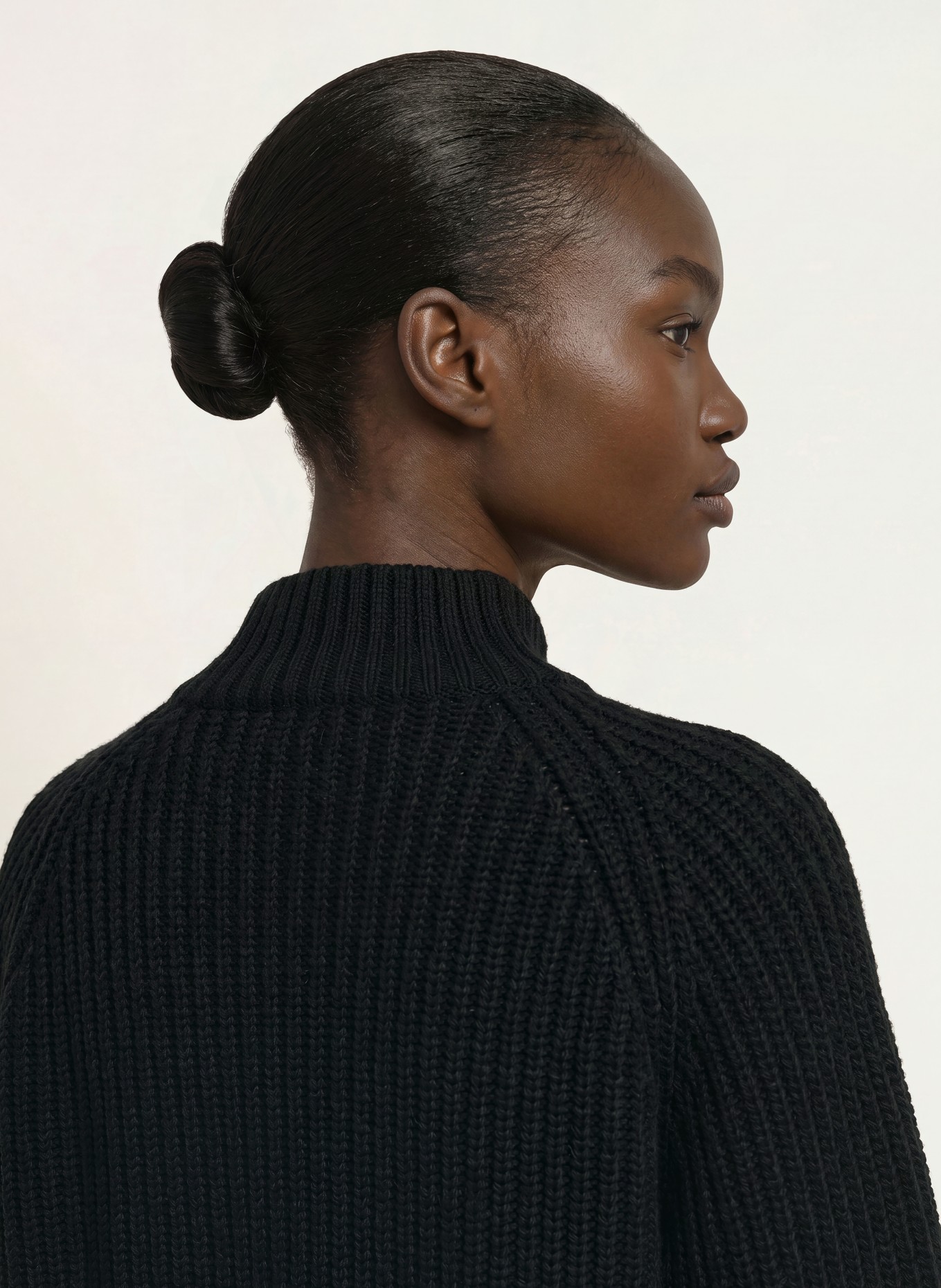 HERZENS 3/4-sleeve sweater with cashmere: BLACK