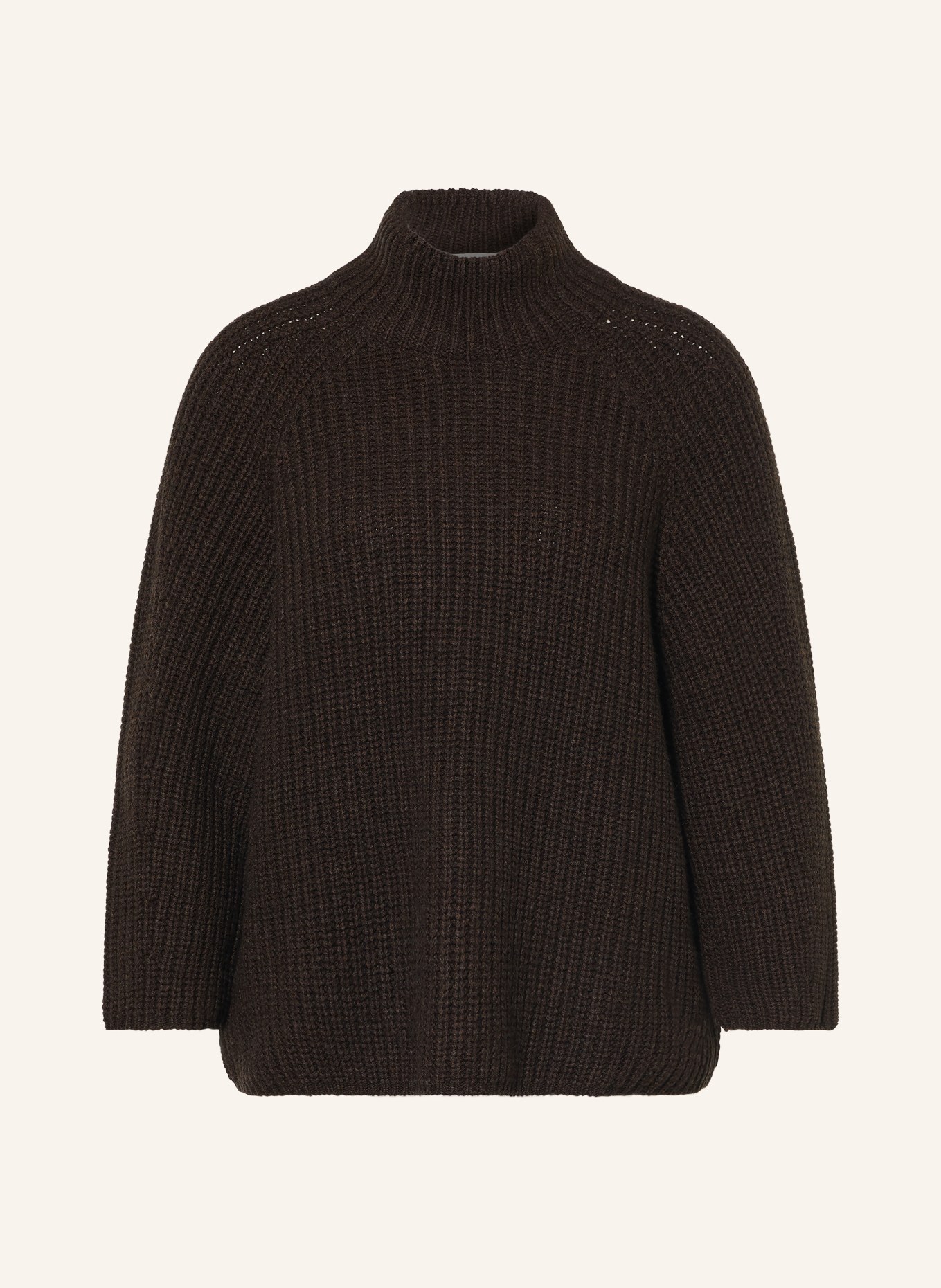 HERZENS 3/4-sleeve sweater with cashmere: DARK BROWN