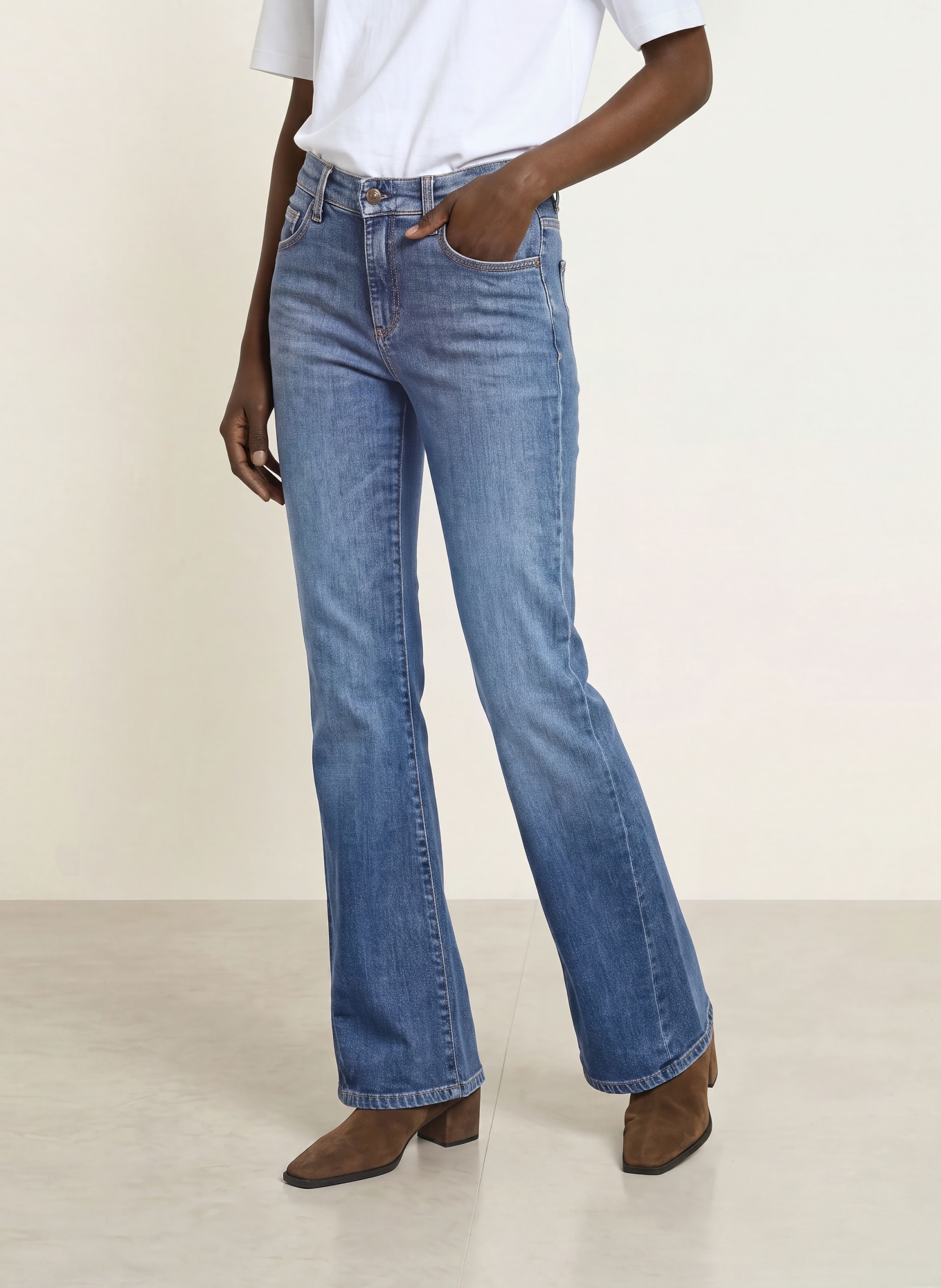 CAMBIO Flared Jeans FABIENNE: 5077 slub dark used