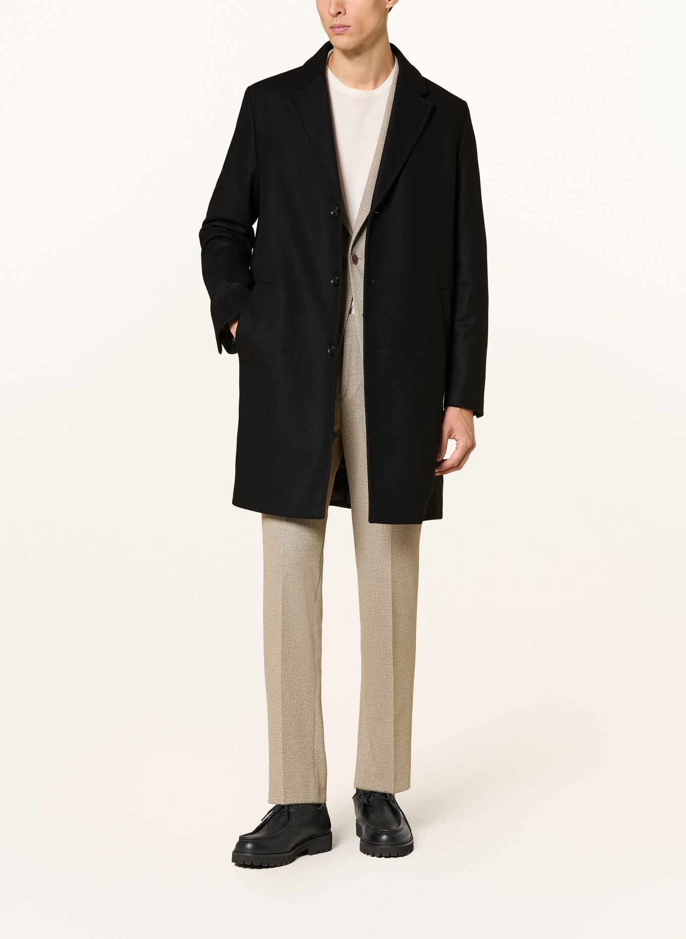 HUGO MALTE Wool coat: BLACK