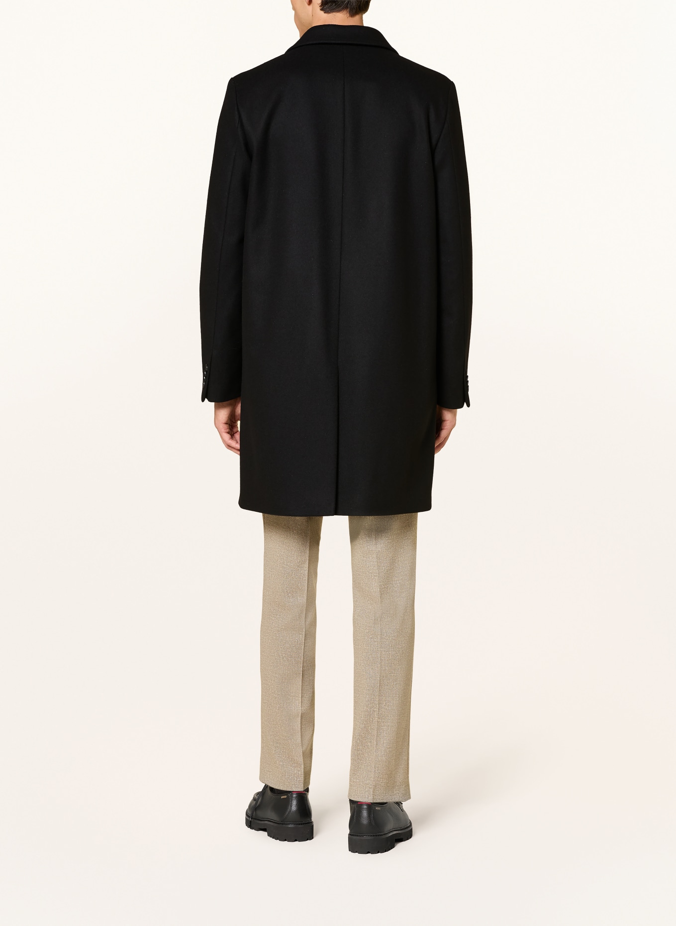 HUGO MALTE Wool coat: BLACK