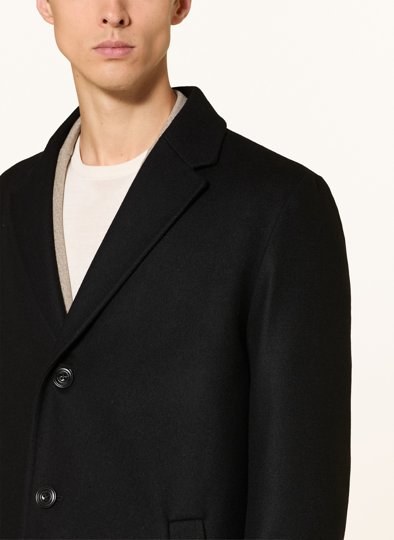 HUGO MALTE Wool coat: BLACK