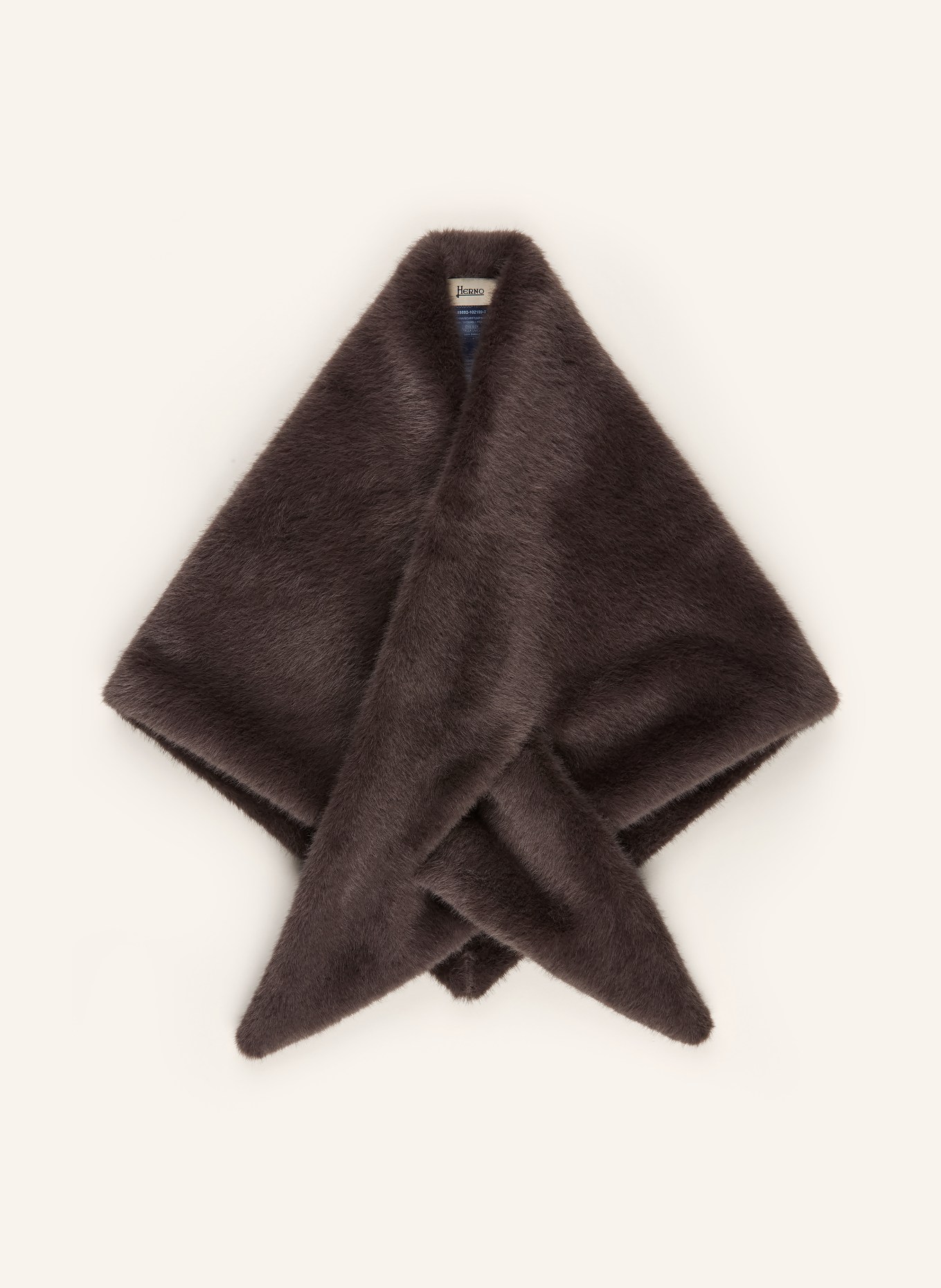 HERNO Faux fur triangular scarf: DARK GRAY