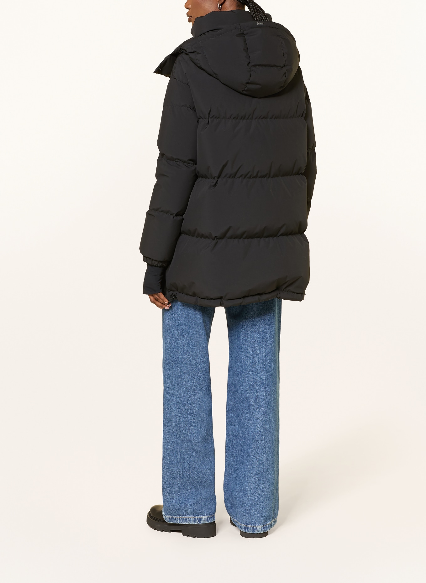 HERNO Donsmantel met afneembare capuchon: ZWART