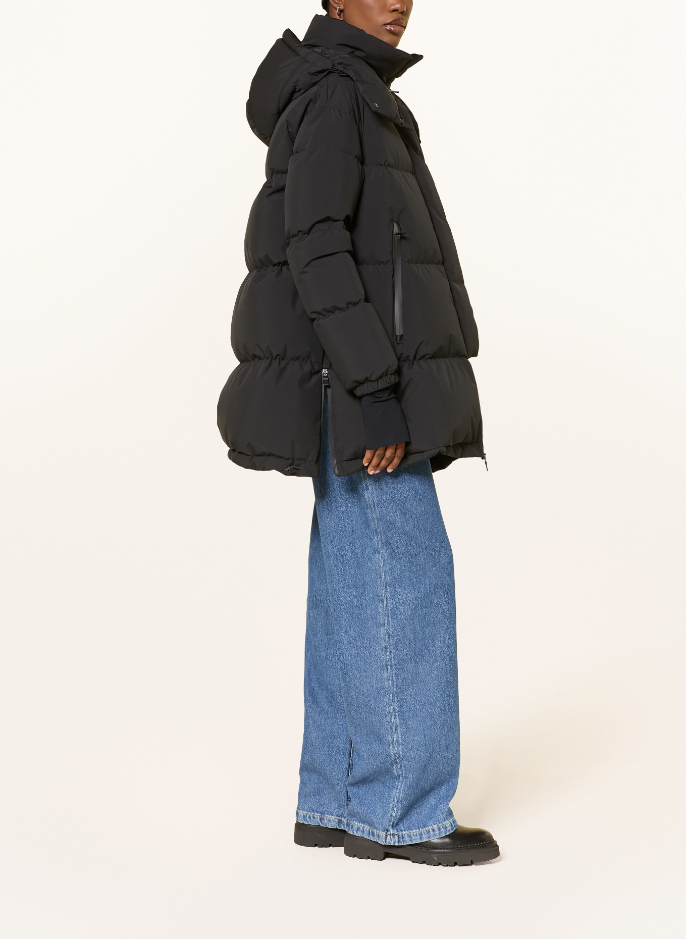 HERNO Donsmantel met afneembare capuchon: ZWART