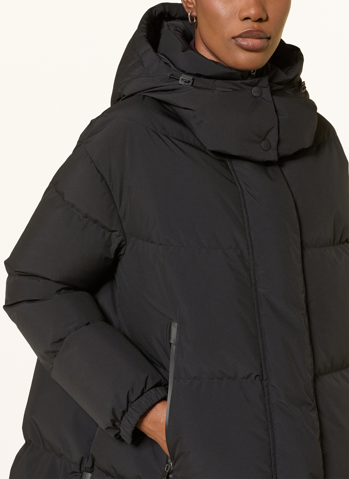 HERNO Donsmantel met afneembare capuchon: ZWART