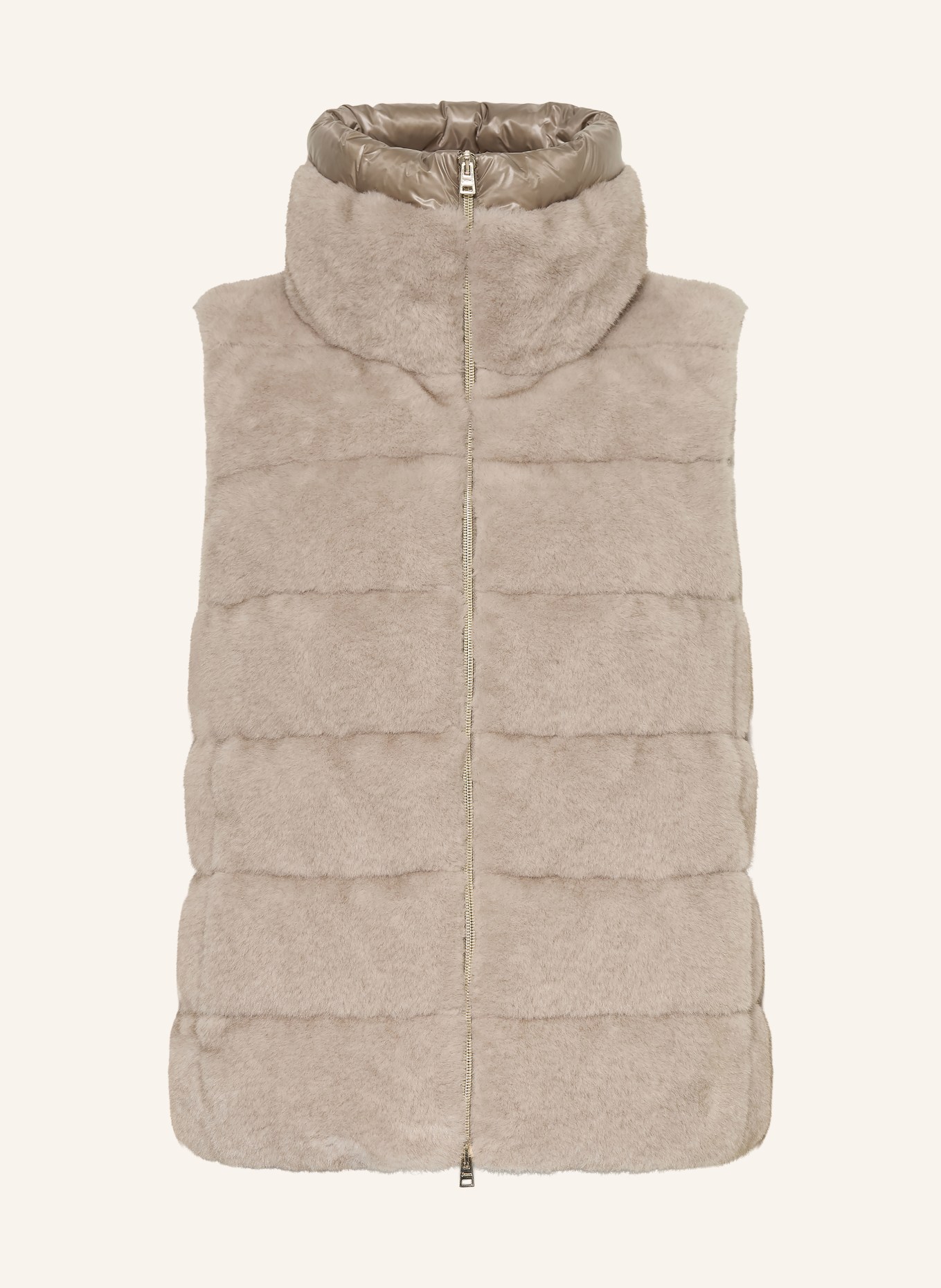 HERNO Faux fur down vest: LIGHT BROWN