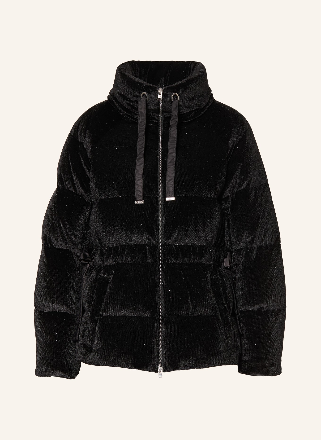 HERNO Velvet down jacket with rhinestones: BLACK