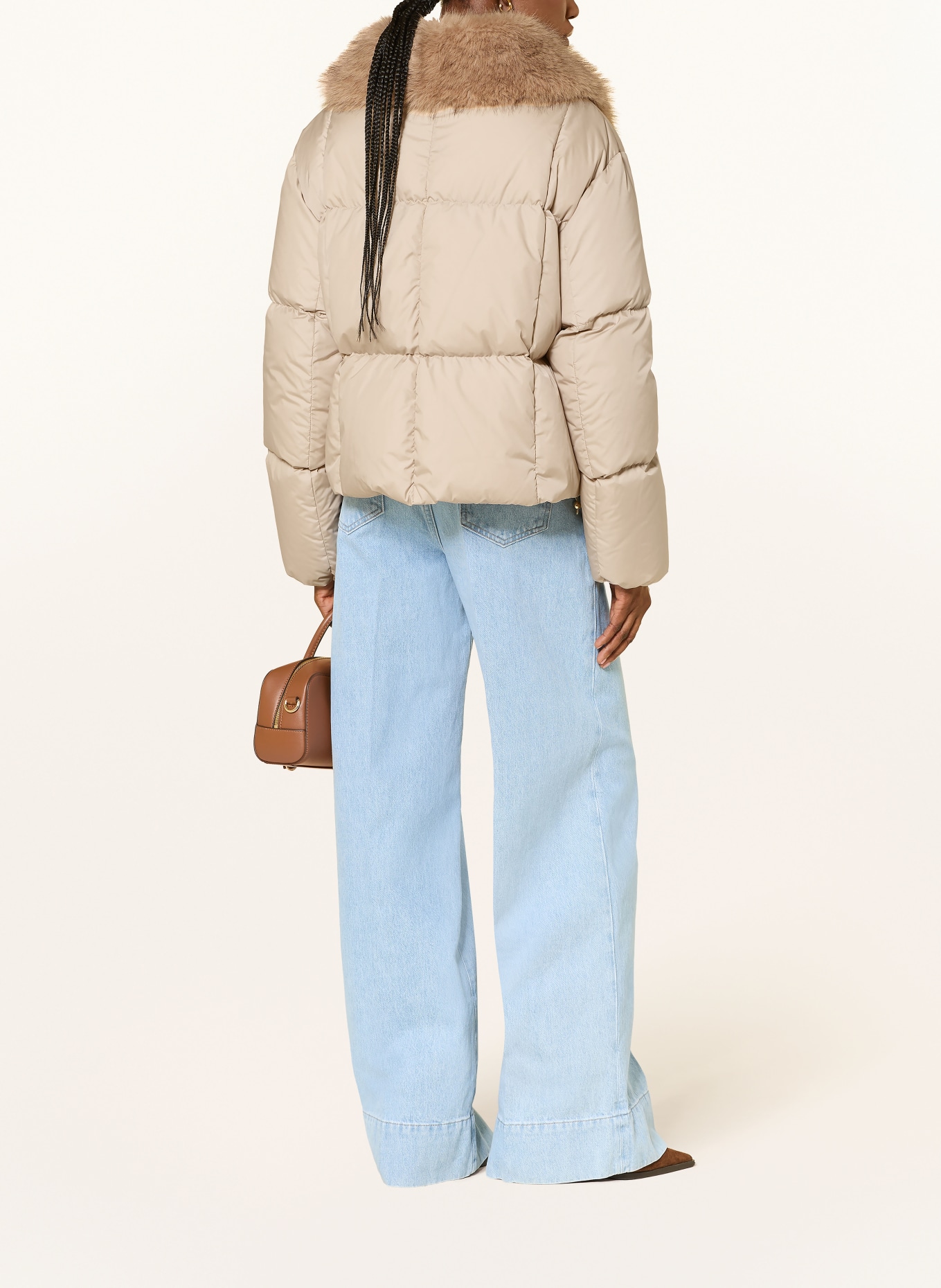 HERNO Daunenjacke mit abnehmbarem Kunstfell: BEIGE / HELLBRAUN