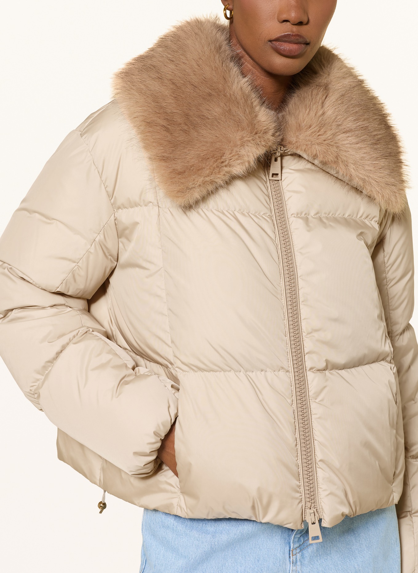 HERNO Daunenjacke mit abnehmbarem Kunstfell: BEIGE / HELLBRAUN