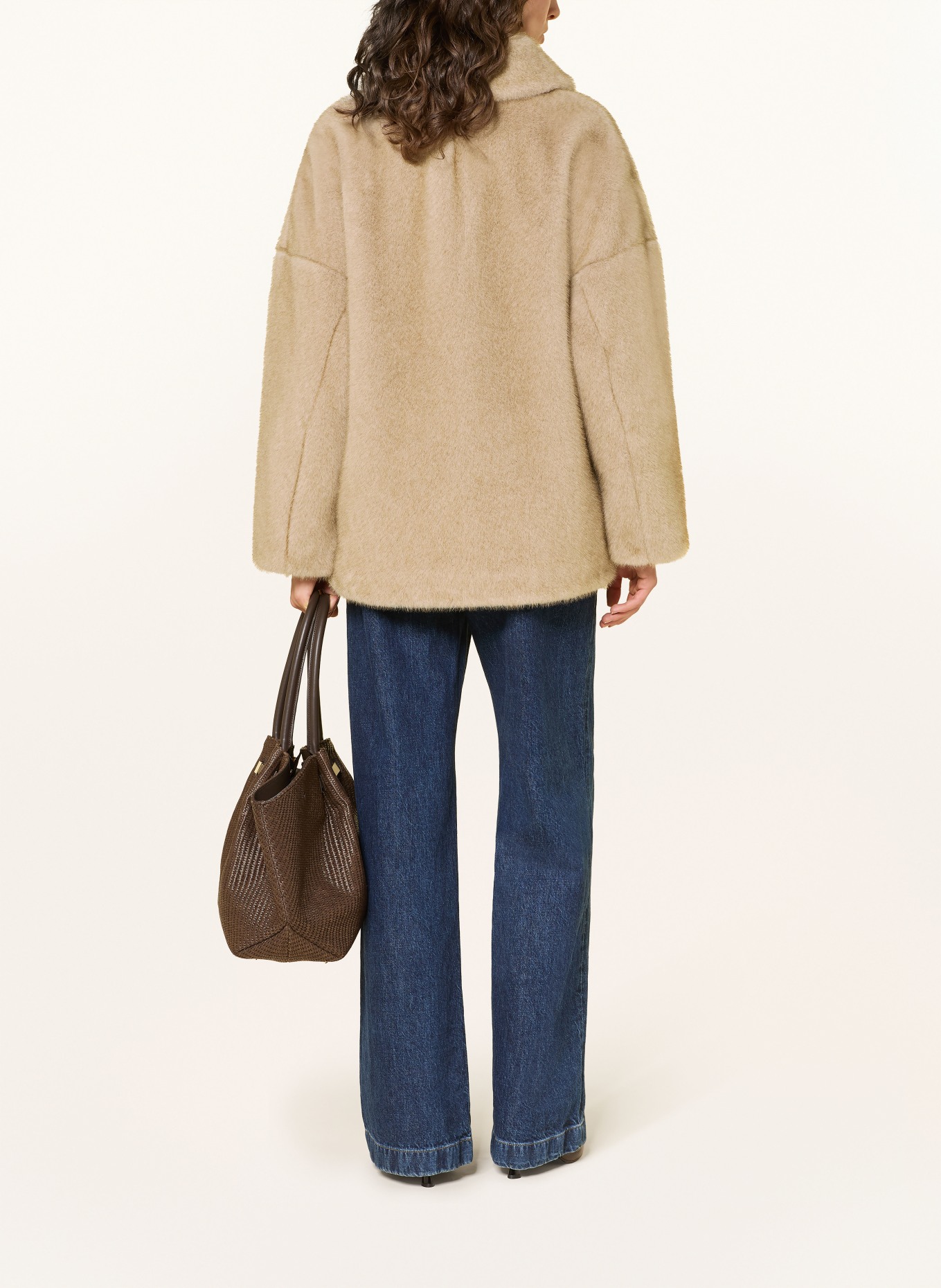 HERNO Jas van imitatiebont: BEIGE