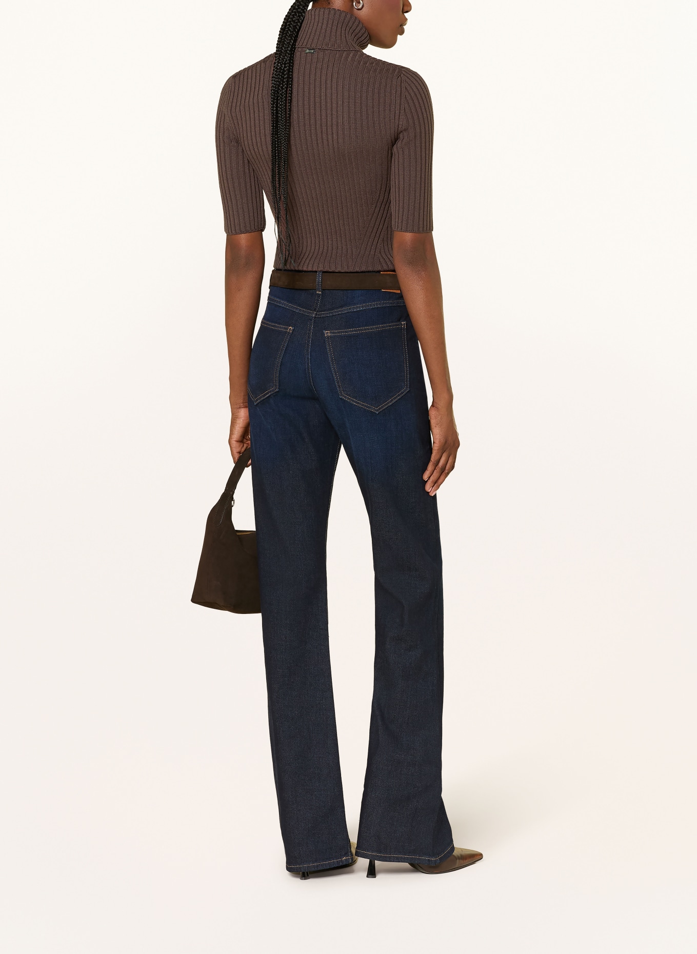 HERNO Haut en maille: MARRON FONCÉ