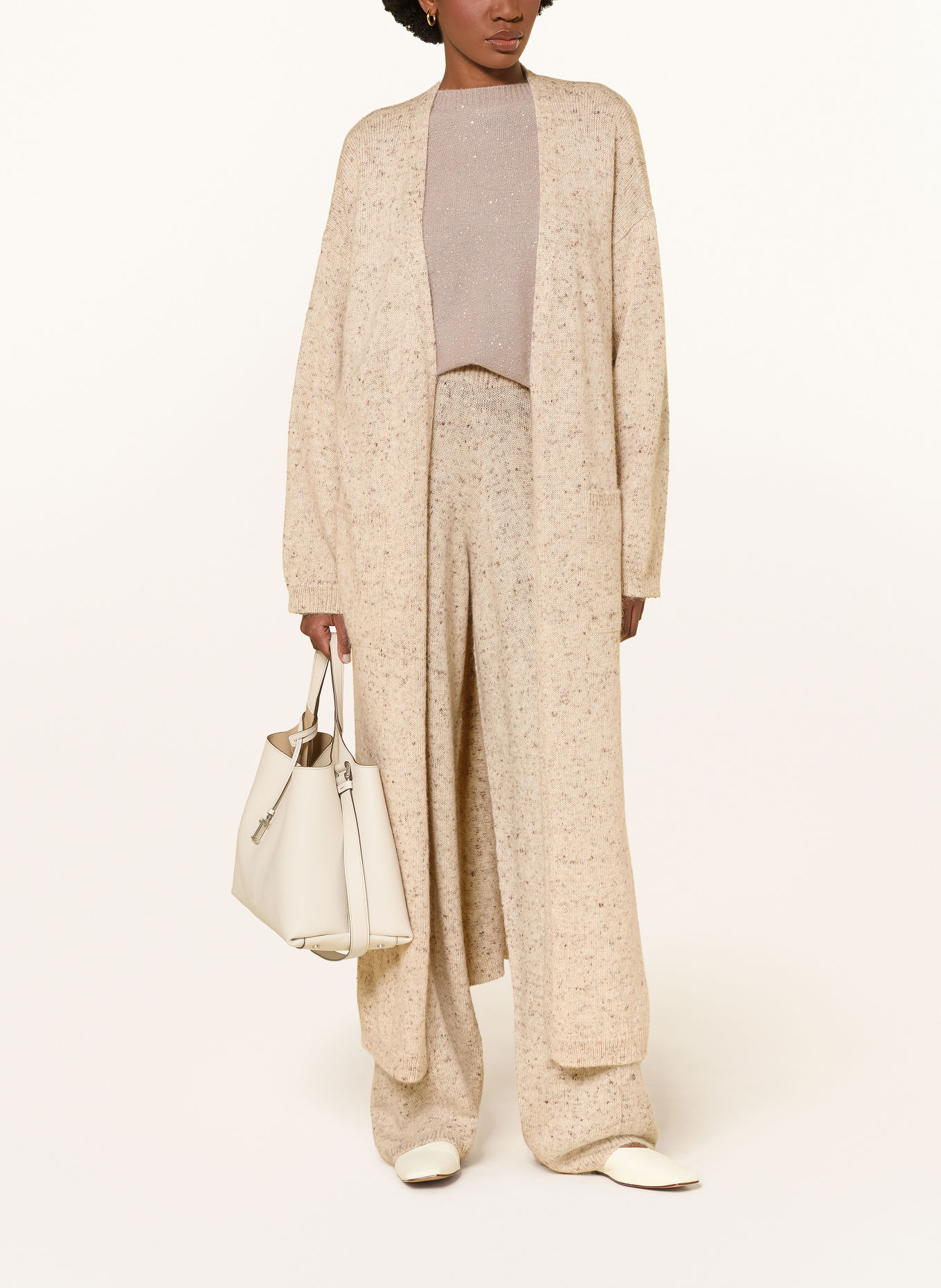 FABIANA FILIPPI Pullover mit 3/4-Arm und Pailletten: TAUPE / GOLD