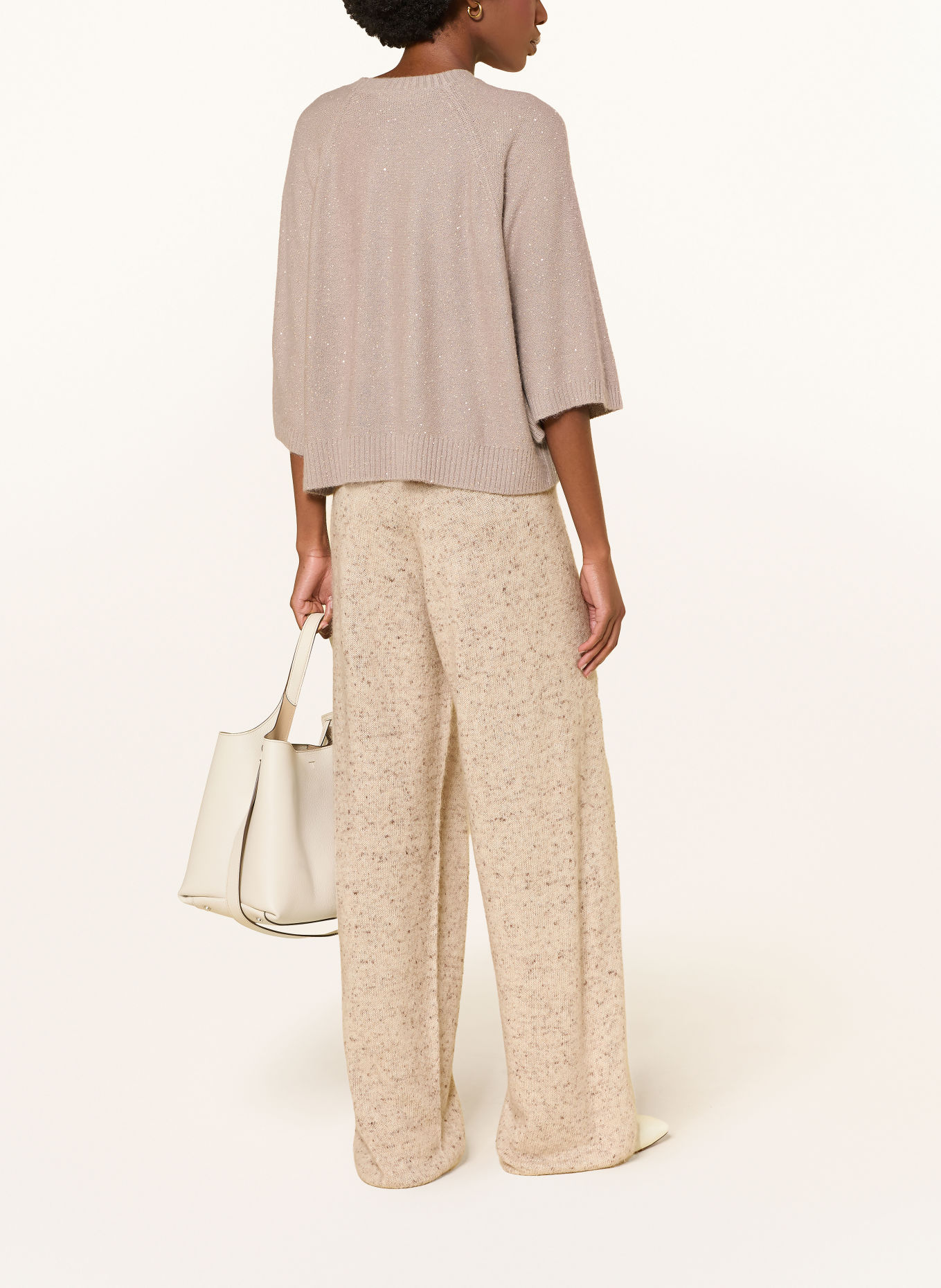 FABIANA FILIPPI Pullover mit 3/4-Arm und Pailletten: TAUPE / GOLD