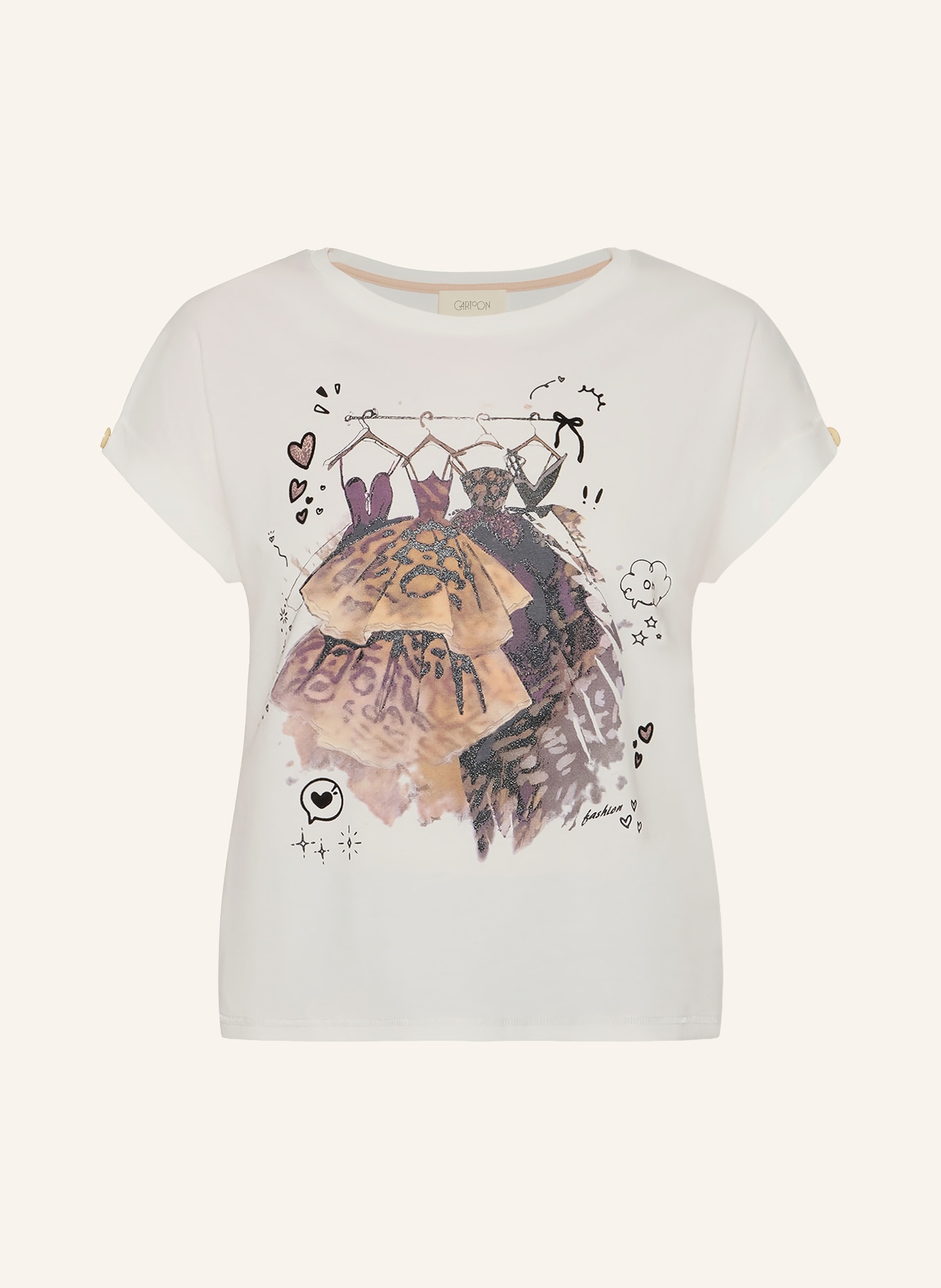 CARTOON T-shirt: WHITE / DARK PURPLE / DARK ORANGE