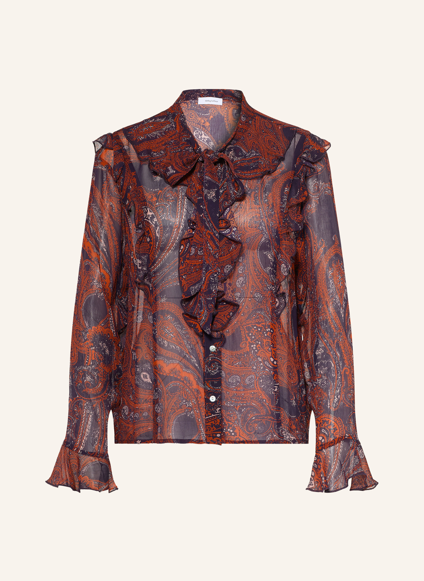 darling harbour Blouse à lavallière avec volants: orange /blueberry