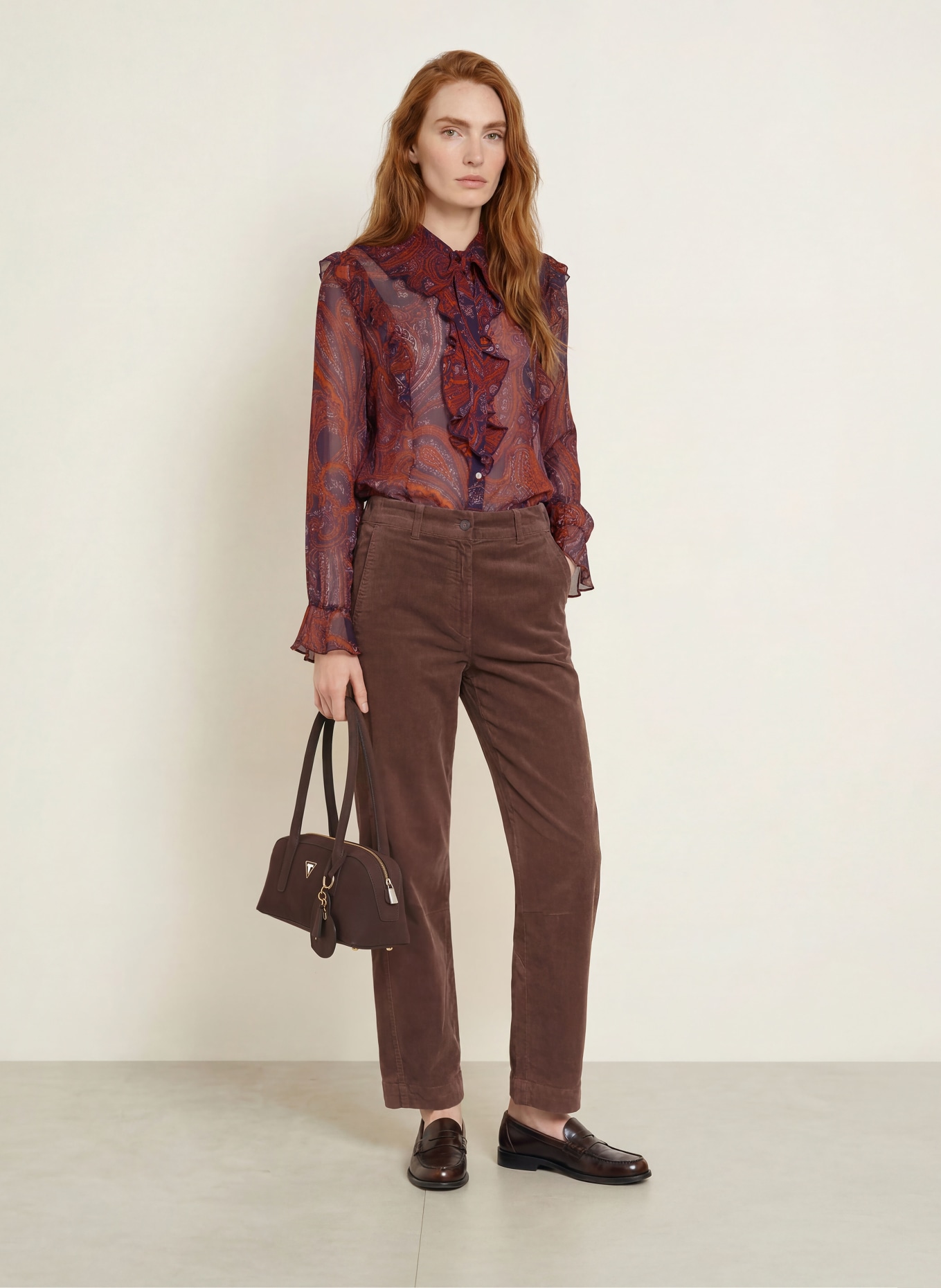 darling harbour Blouse à lavallière avec volants: orange /blueberry