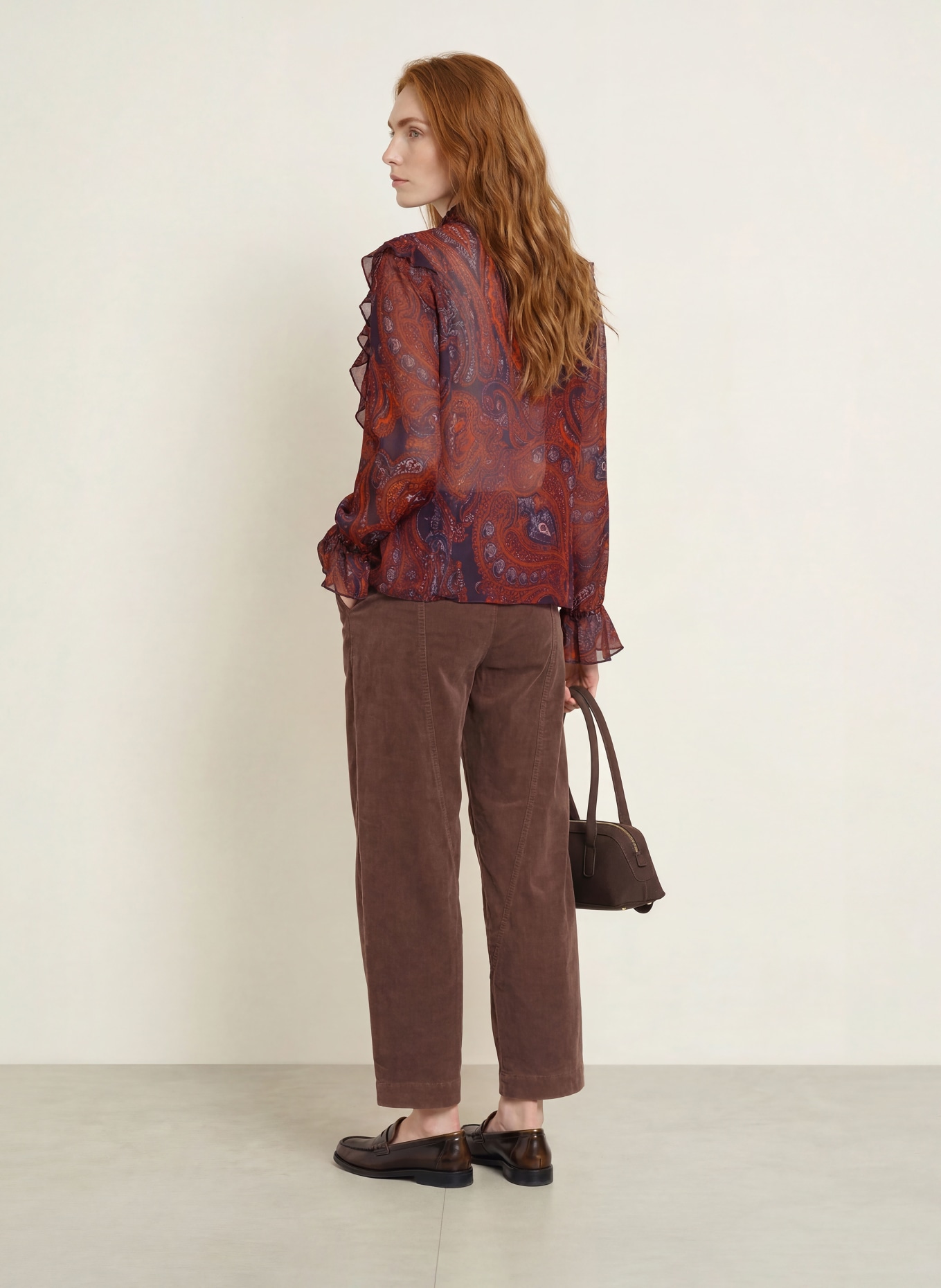 darling harbour Blouse à lavallière avec volants: orange /blueberry