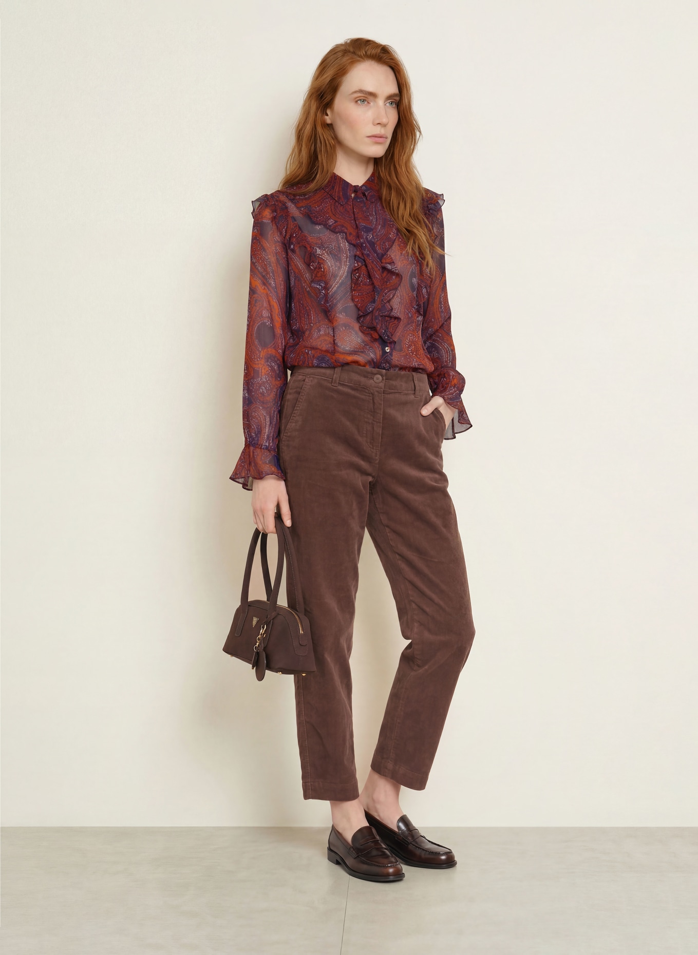 darling harbour Blouse à lavallière avec volants: orange /blueberry