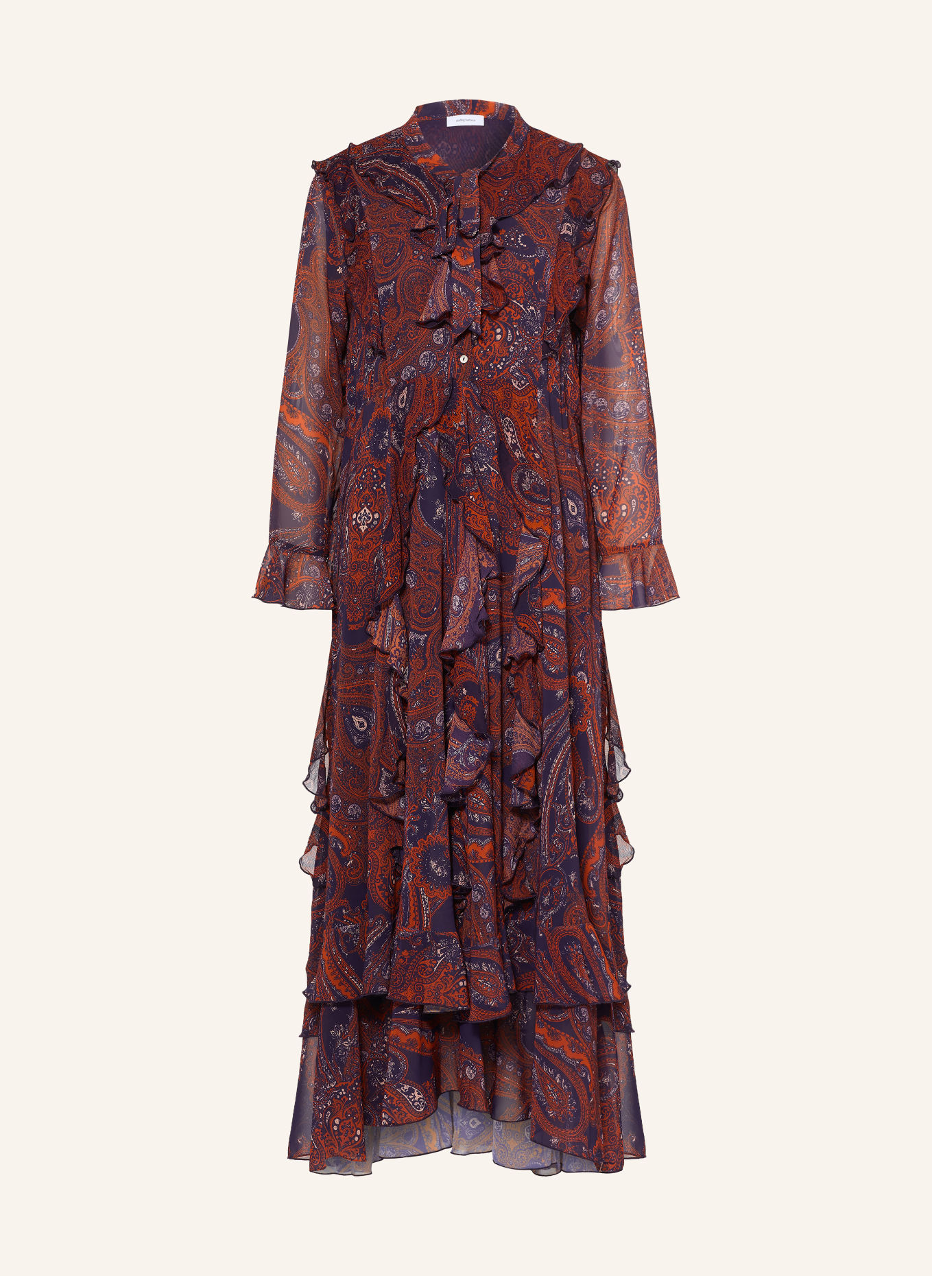 darling harbour Schluppenkleid mit Volants: Orange / Blueberry