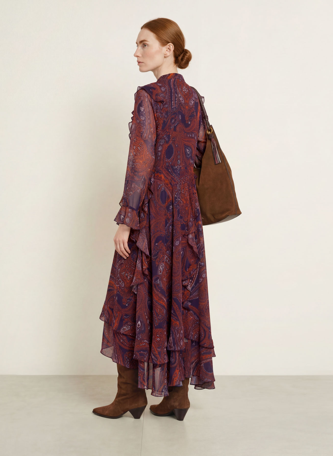darling harbour Schluppenkleid mit Volants: Orange / Blueberry