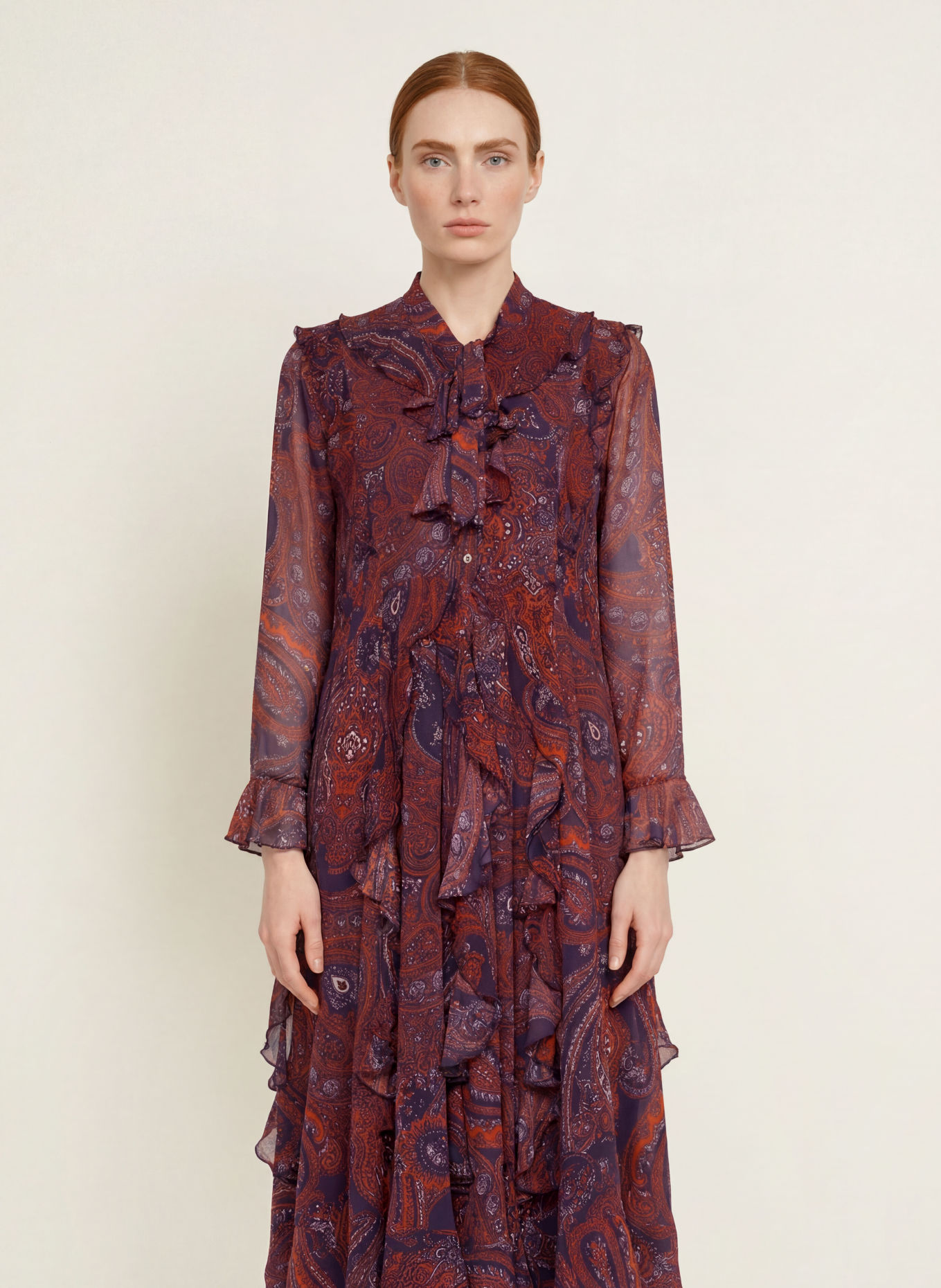 darling harbour Schluppenkleid mit Volants: Orange / Blueberry