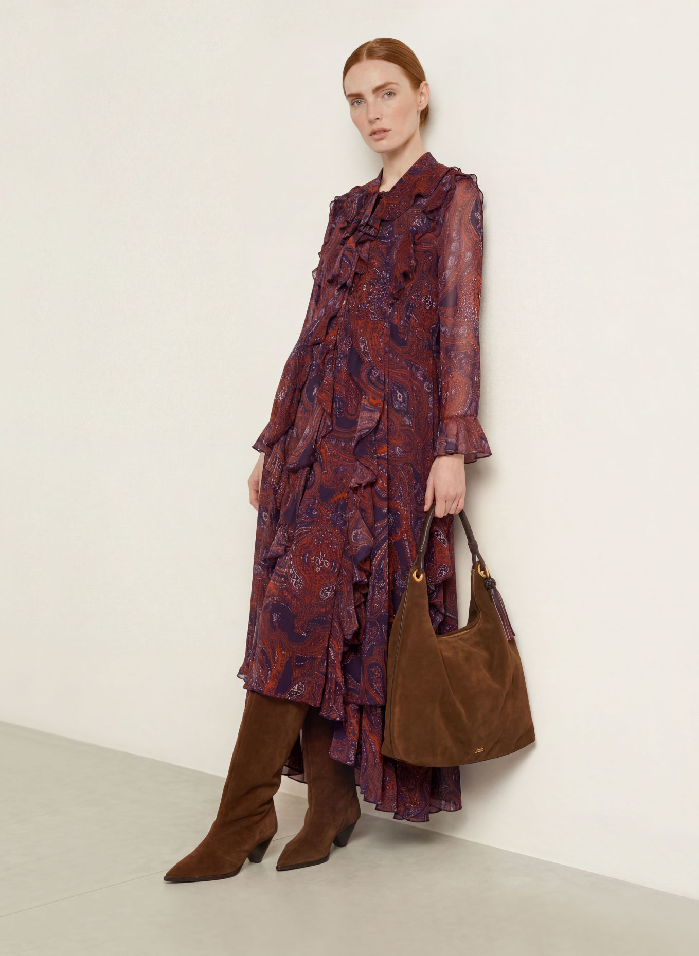 darling harbour Schluppenkleid mit Volants: Orange / Blueberry