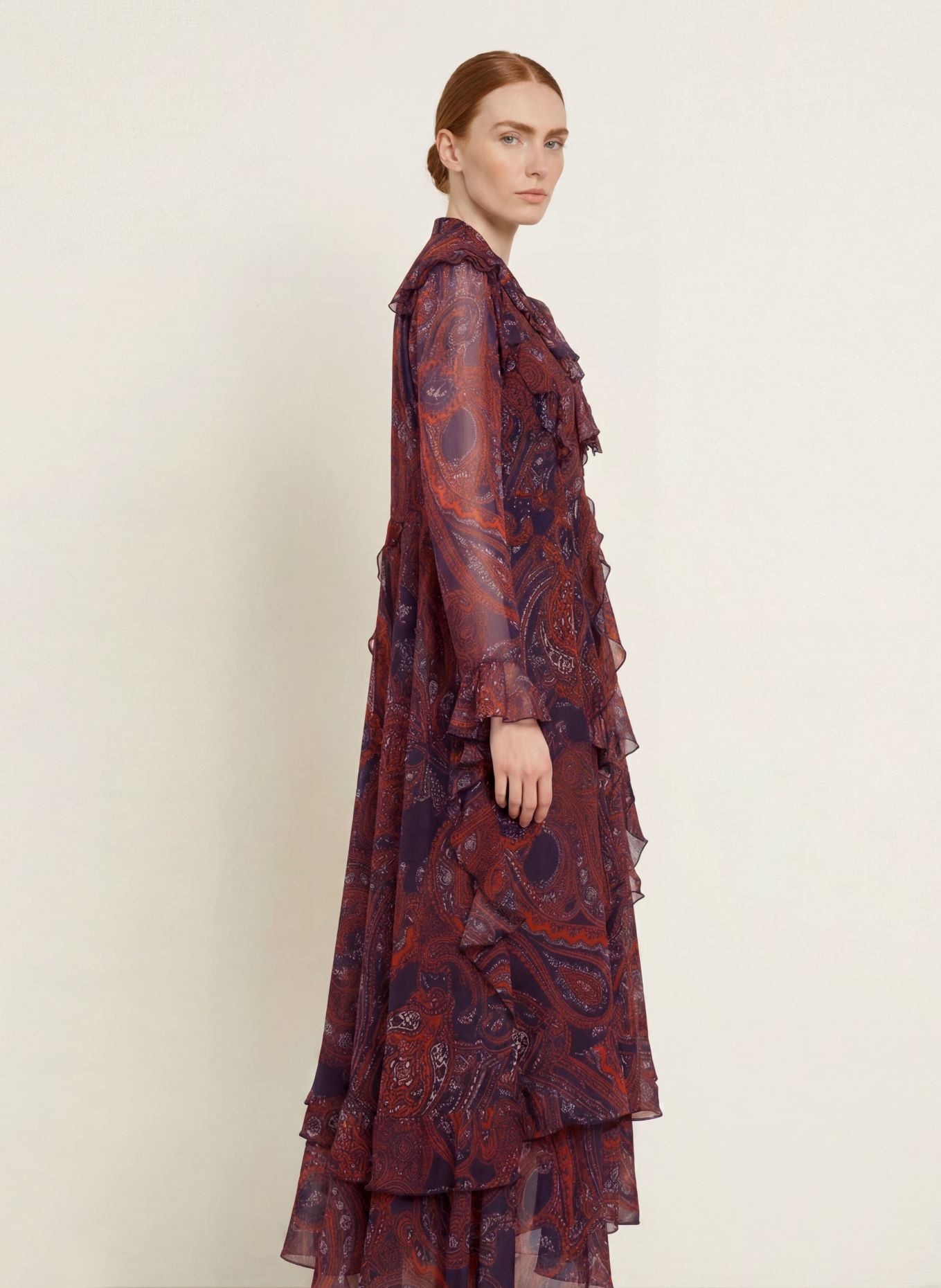 darling harbour Schluppenkleid mit Volants: Orange / Blueberry