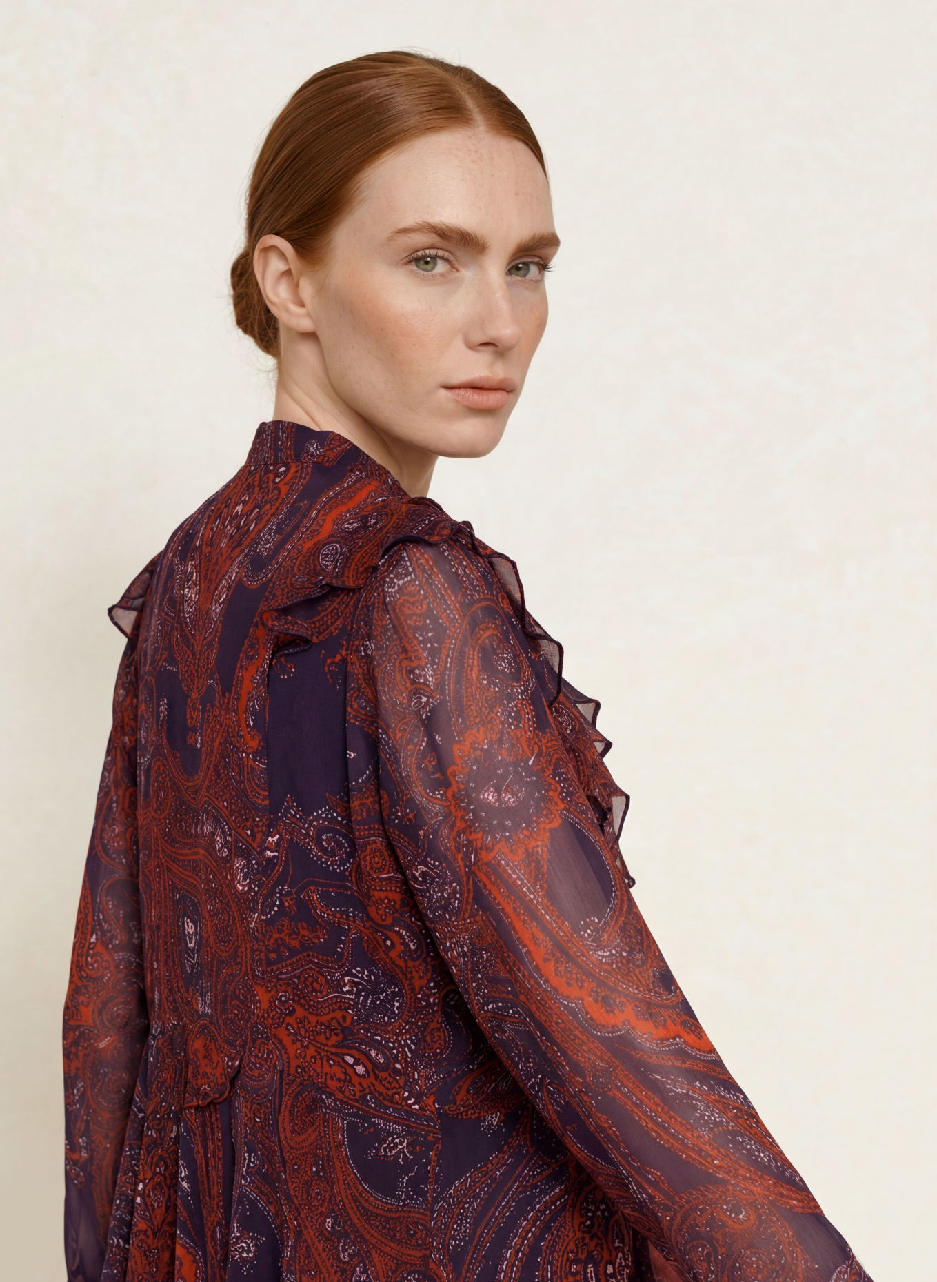 darling harbour Schluppenkleid mit Volants: Orange / Blueberry