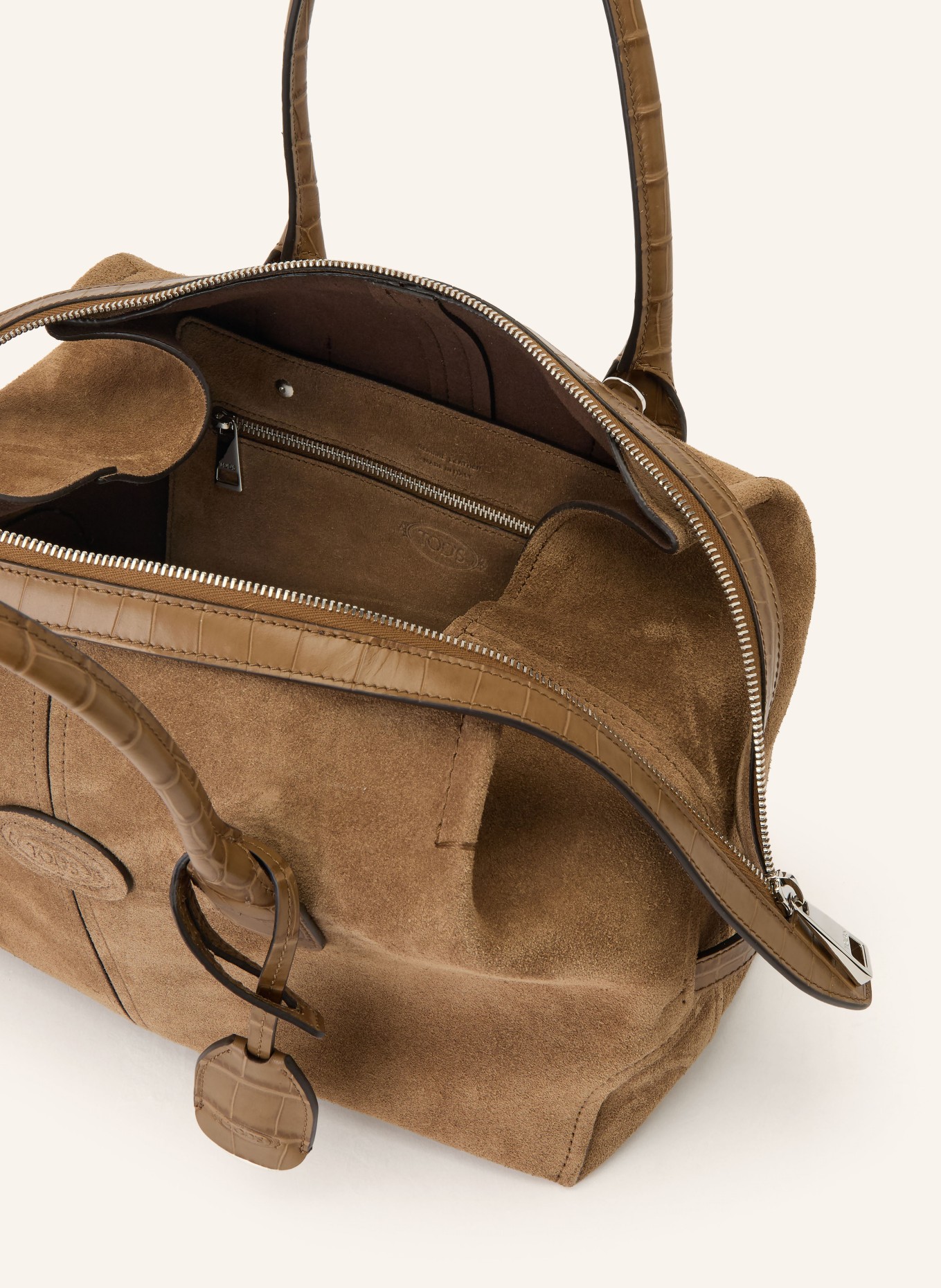 TOD'S BAULETTO SMALL Handbag: BROWN / SILVER