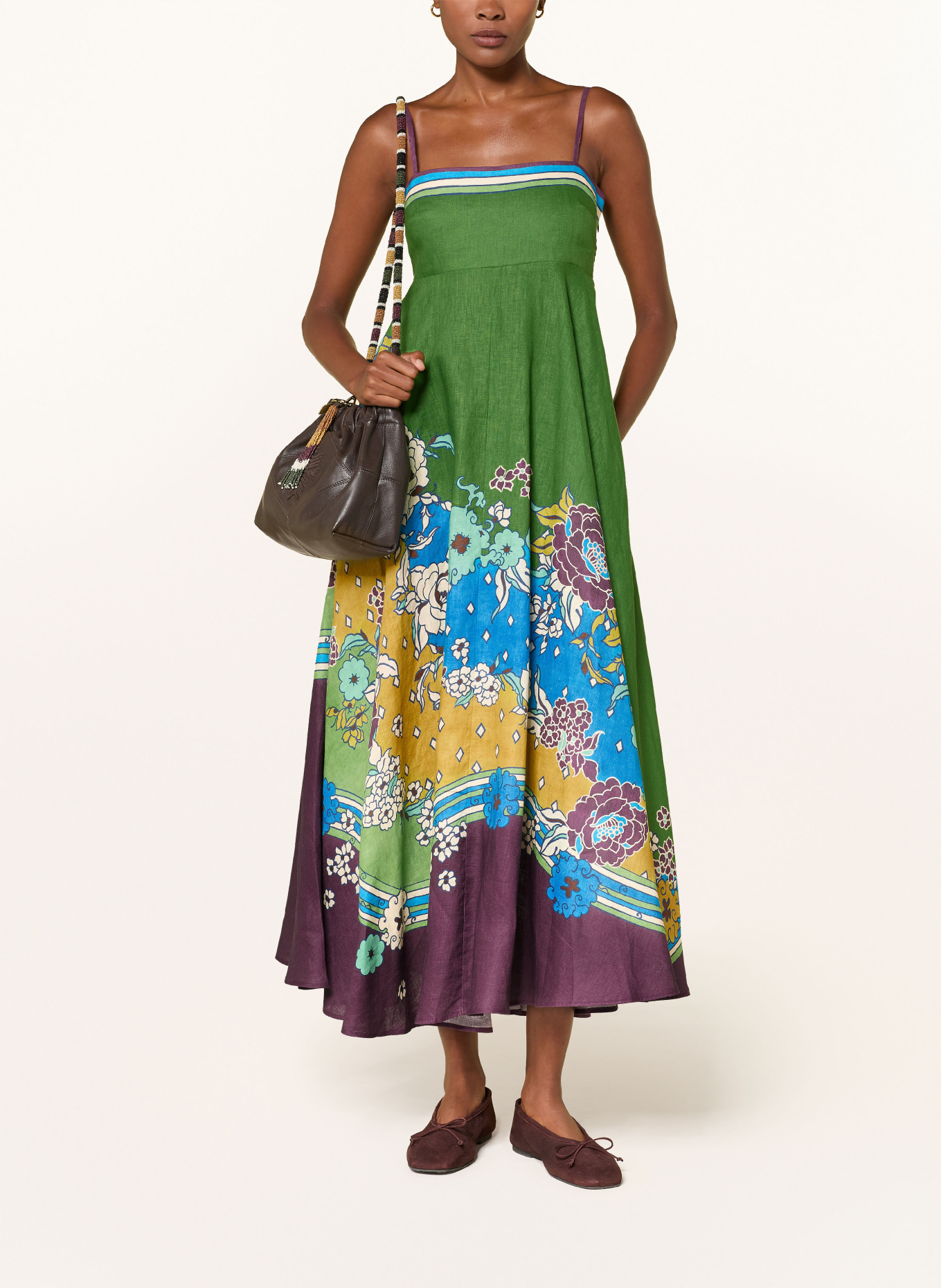 ALÉMAIS Rochie din in NANCI: VERDE / MOV / ALBASTRU