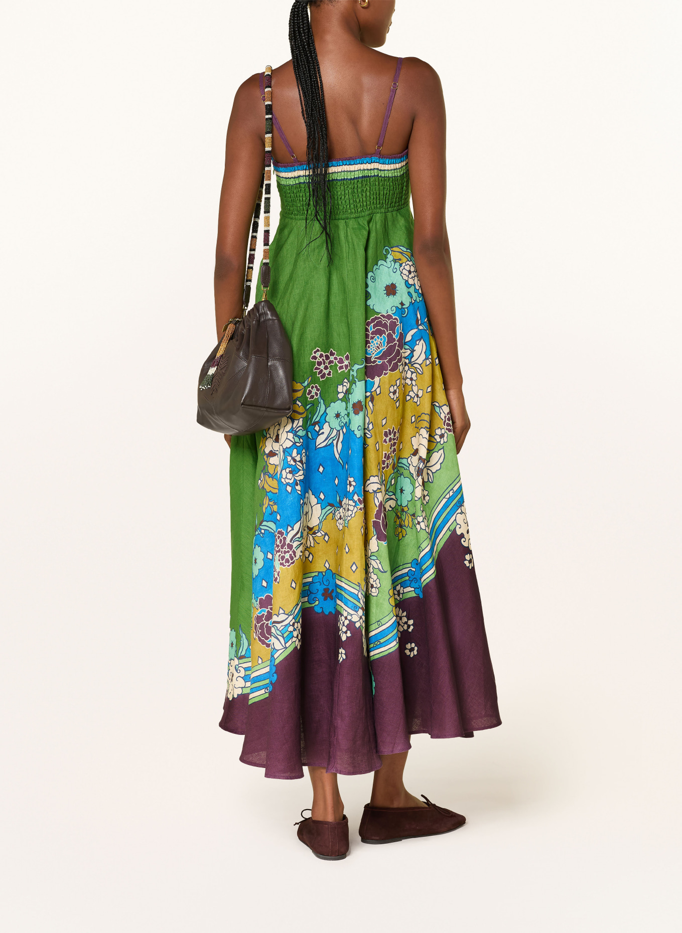 ALÉMAIS Rochie din in NANCI: VERDE / MOV / ALBASTRU