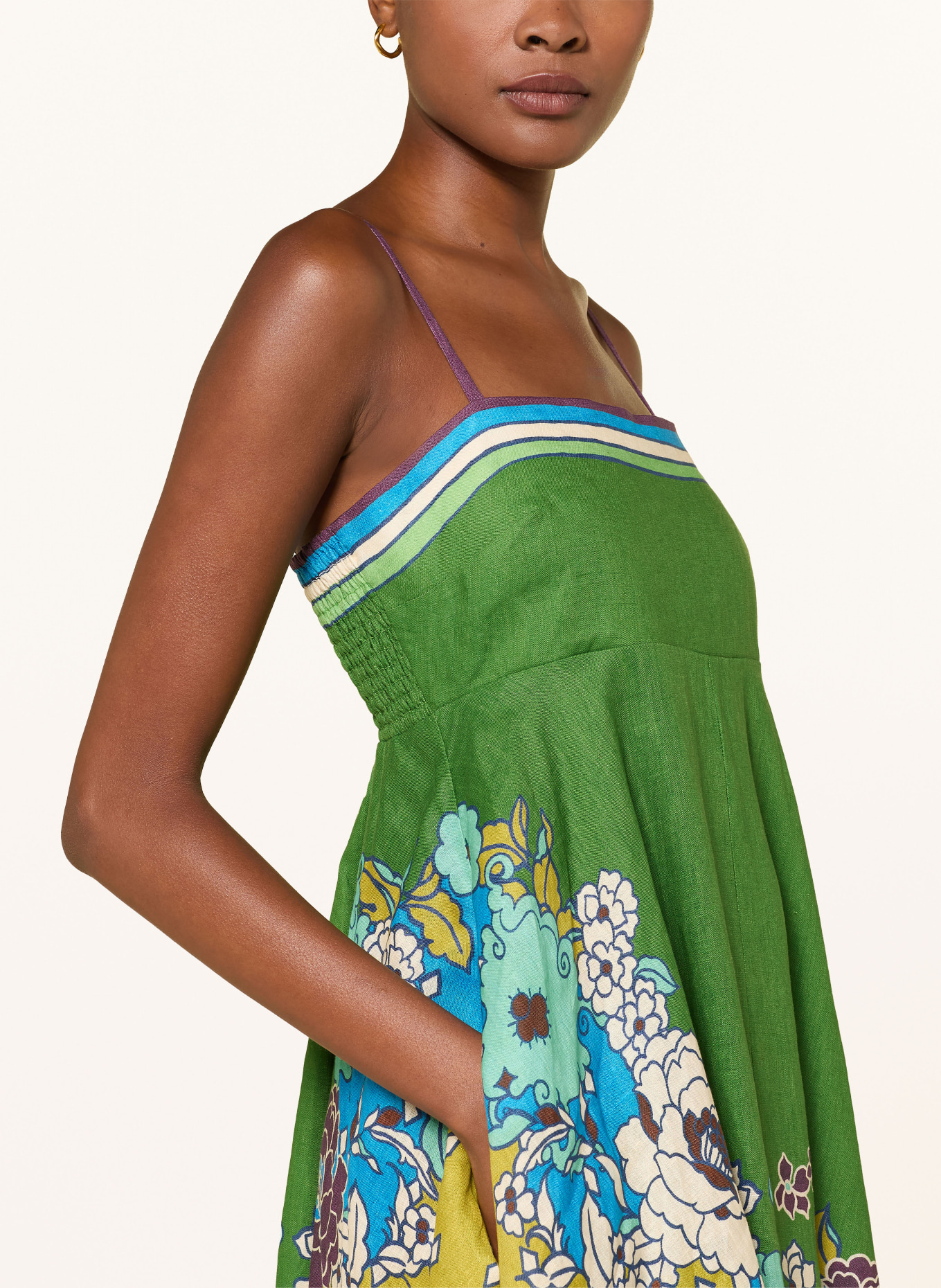 ALÉMAIS Rochie din in NANCI: VERDE / MOV / ALBASTRU